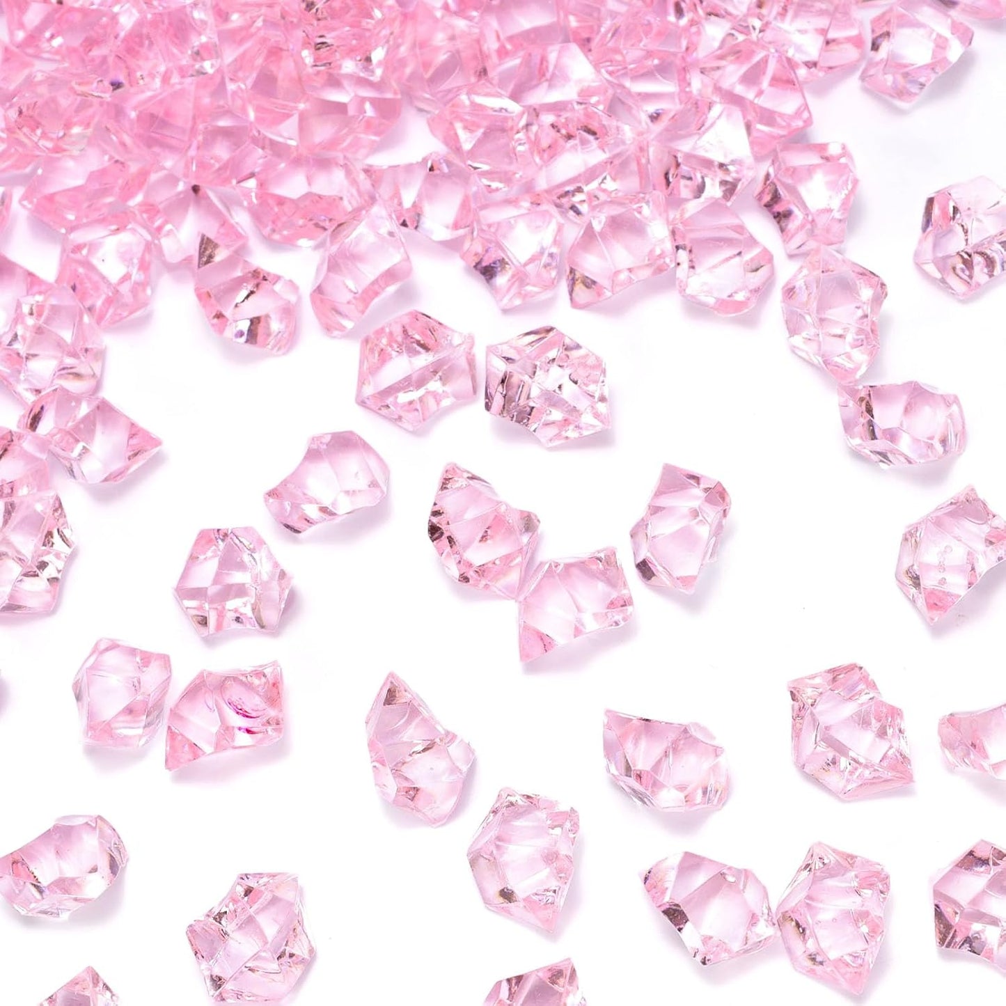 DOMESTAR Pink Fake Ice, 150PCS Acrylic Fake Diamonds, Plastic Crystals Gems, Vase Fillers DIY Craft Makeup Brush Rocks Wedding Party Table Centerpieces Scatter Decorations