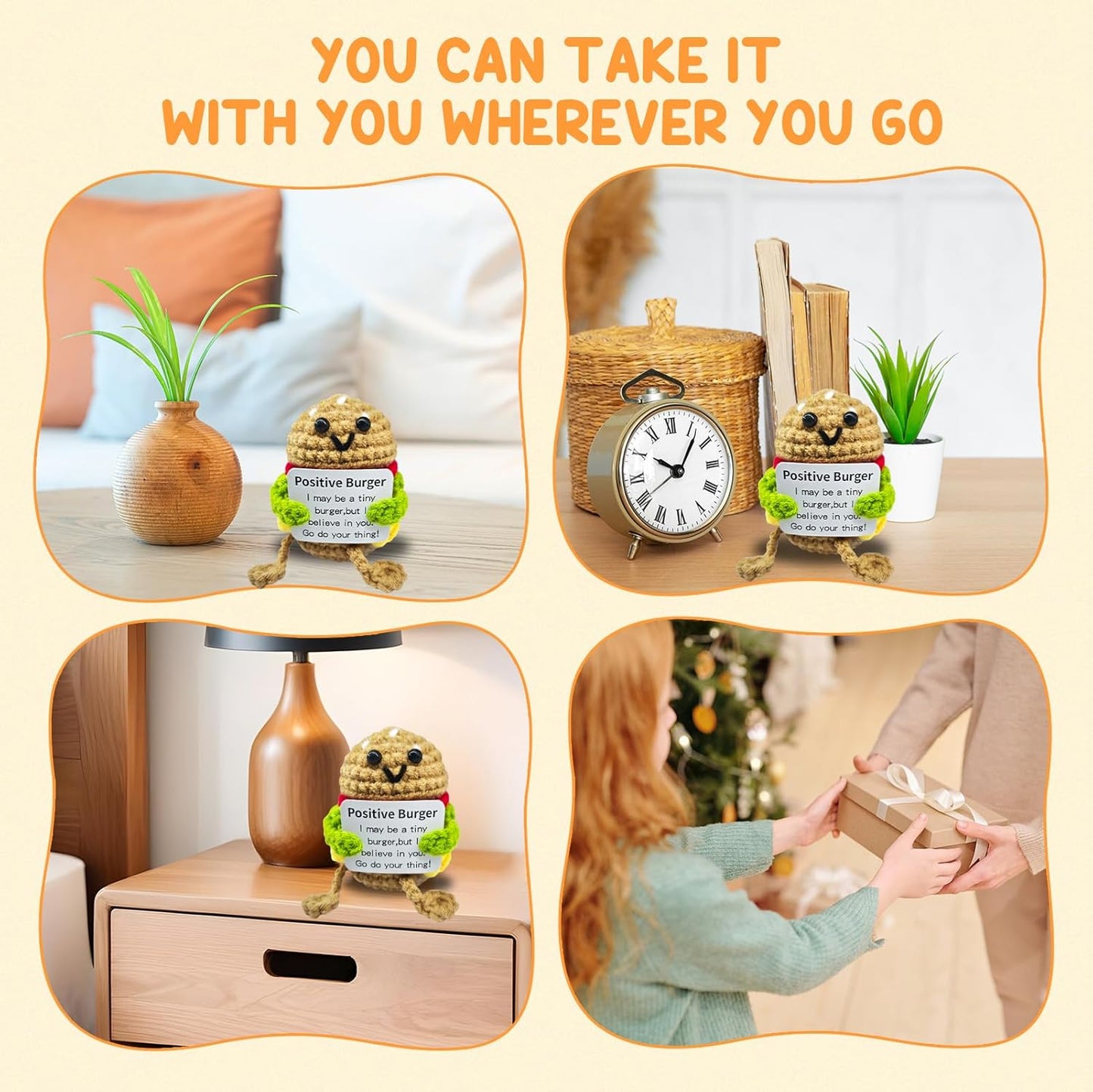 Birthday Gifts for Women Man-Emotional Cheer Support,Funny Handmade Hamburger Unique Cute Presents for Her Him Women Men Friend Coworker Family