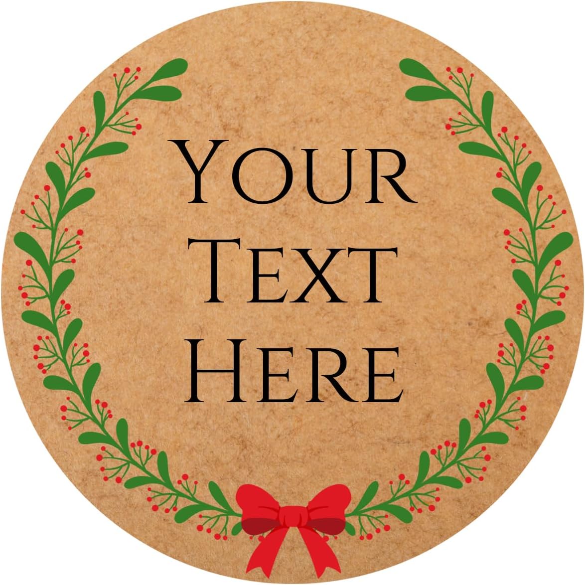 100-1000pcs Custom Stickers Merry Christmas Stickers Personalized Labels Adhesive Xmas Decorative Envelope Seals Stickers for Cards Gift Boxes (Round Kraft -6)