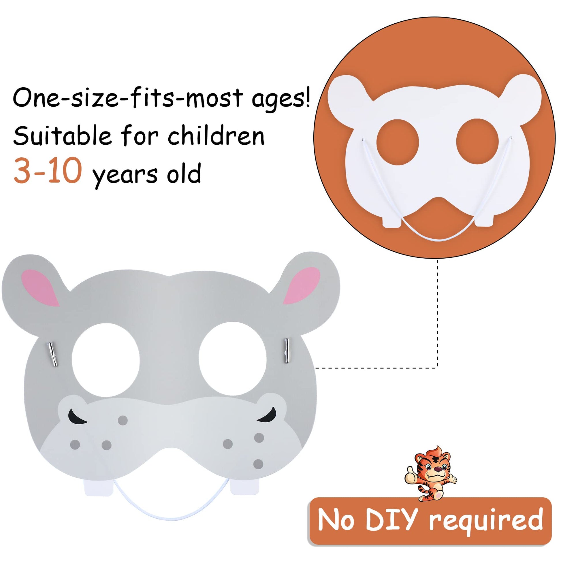 Blulu 16 Pcs Safari Animal Masks for Kids Birthday Party Decoration,Animals