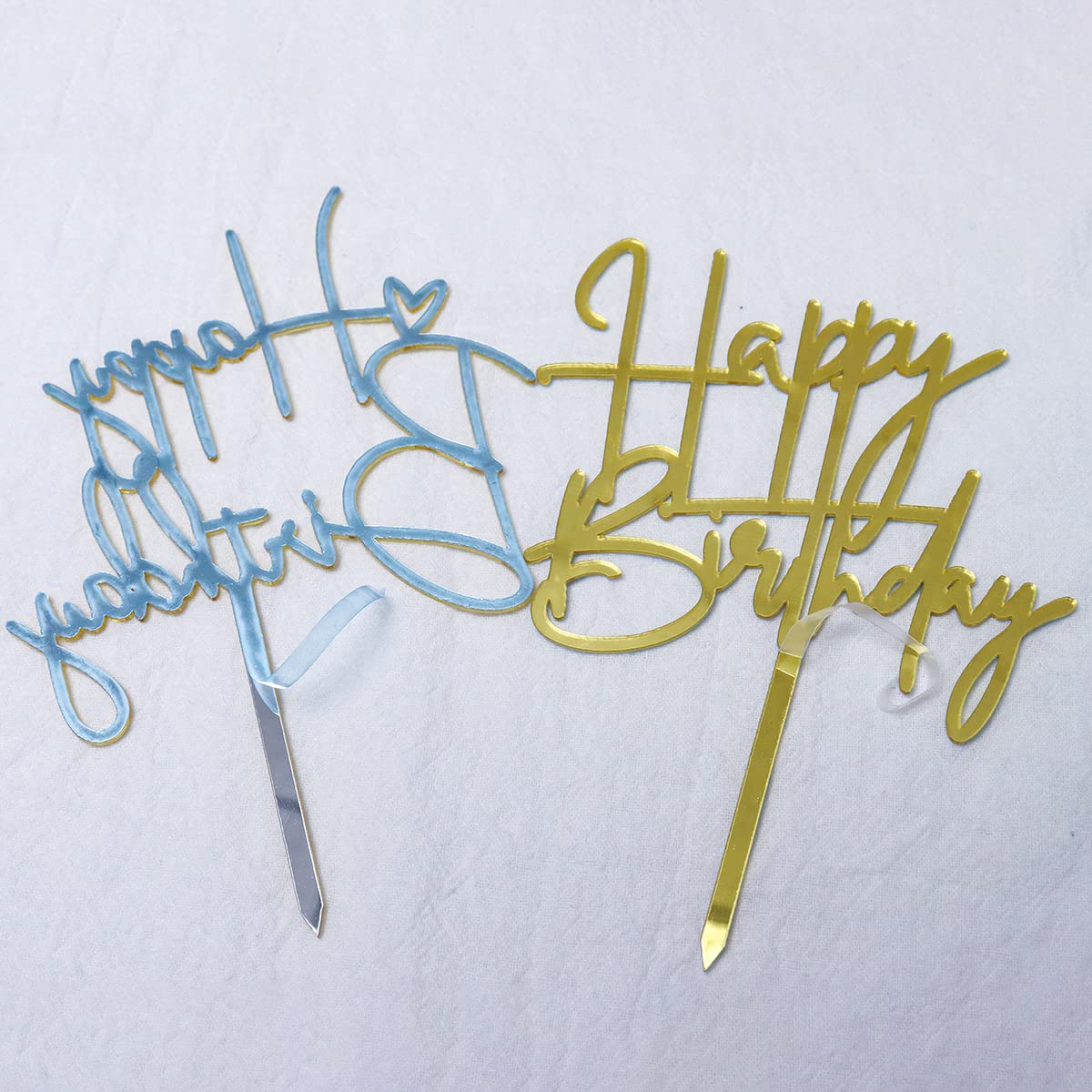 Gold Birthday Cake Topper, 6pcs Acrylic Birthday Cake Toppers Happy Birth Cake Toppers for