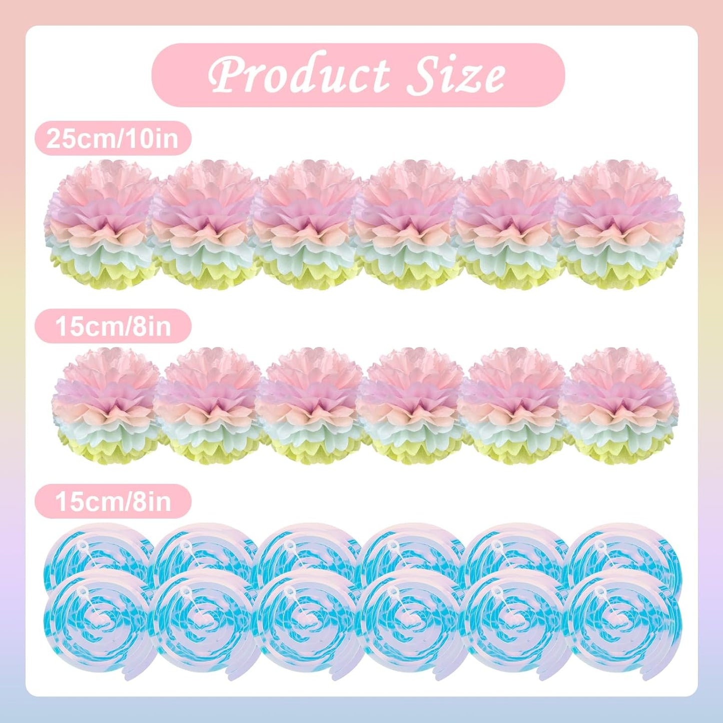 Pastel Paper Pom Poms Hanging Tissue Paper Flowers Pastel Birthday Party Decorations Tissue Flowers for Girl's Baby Shower Easter Mermaids Unicorn Themed Birthday
