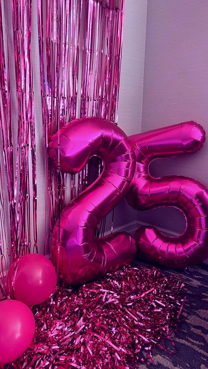 Large Rosy Purple 40 Inch Birthday Number 5 Balloon, Rosy Purple Five 5th 15 25 35 50 55 Birthday Anniversary Celebration Decorations, Foil Mylar Helium Numbers 5 Balloons Girl Boy Party Supplies