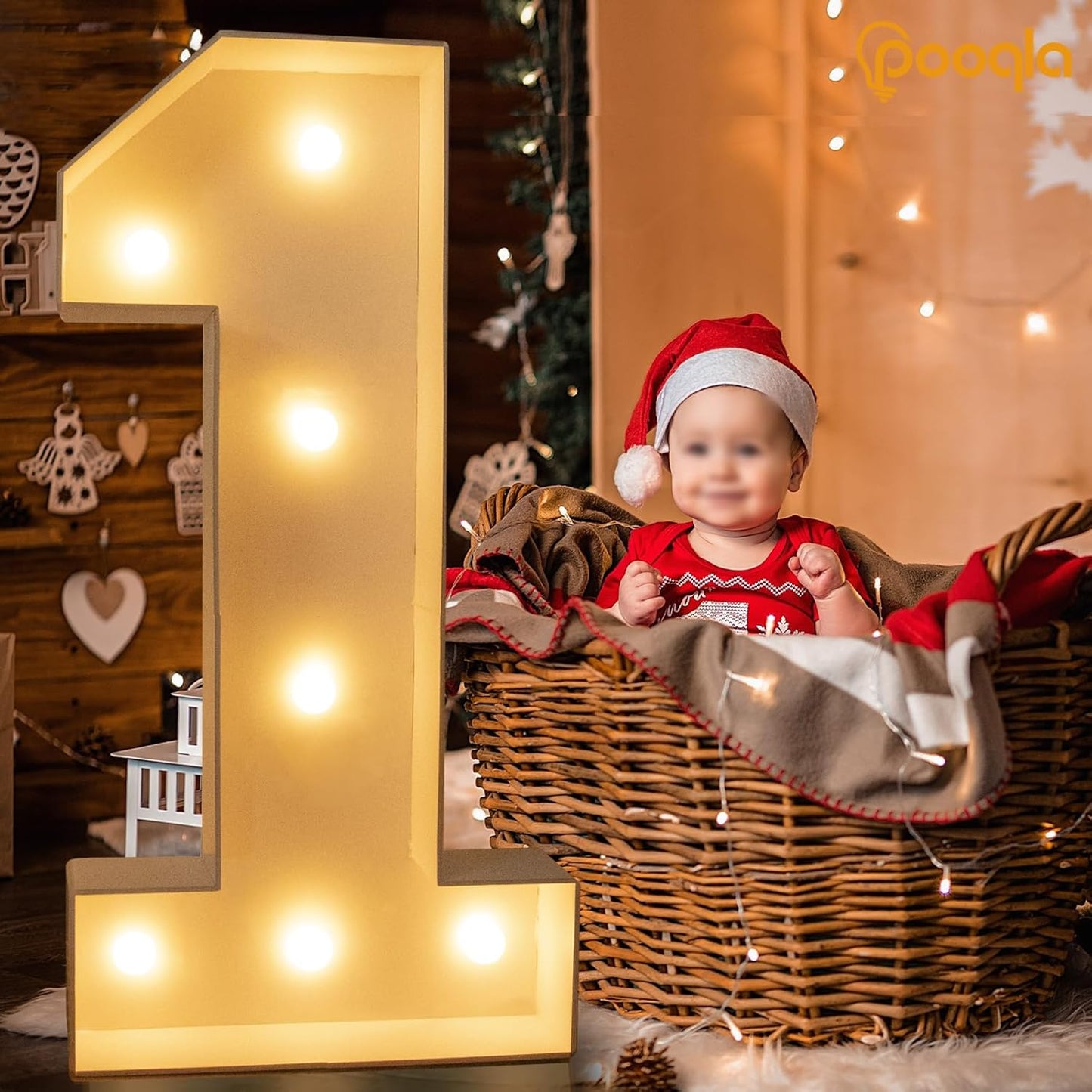 Pooqla 3FT Light Up Marquee Numbers, LED Large Lighted Marquee Numbers for Party Decoration, Giant Mosaic Number for Balloon 3rd 13th 30th Birthday Decoration, LED Light Up 3