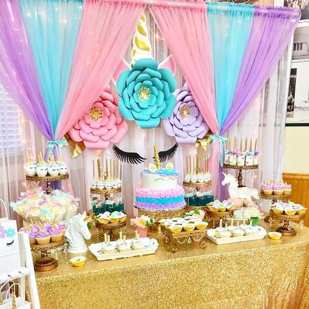 QueenDream Sequin Tablecloth - Gold Tablecloth 50x80 Inch Glitter Table Cloth Sequin Party Fabric for Birthday Birdal Baby Shower Wedding