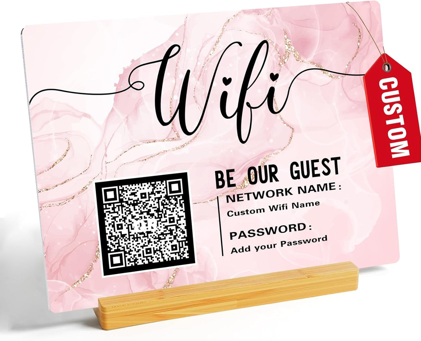 Personalized Custom Metal QR Code Sign Venmo Cashapp Scan to Pay with Stand Instagram Facebook Social Media QR Signs Bar Code QR Plaque Print for Business Salon Beauty Store Restaurant Wifi Sign (W2)
