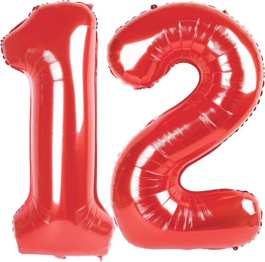 Red Number 12 Balloon