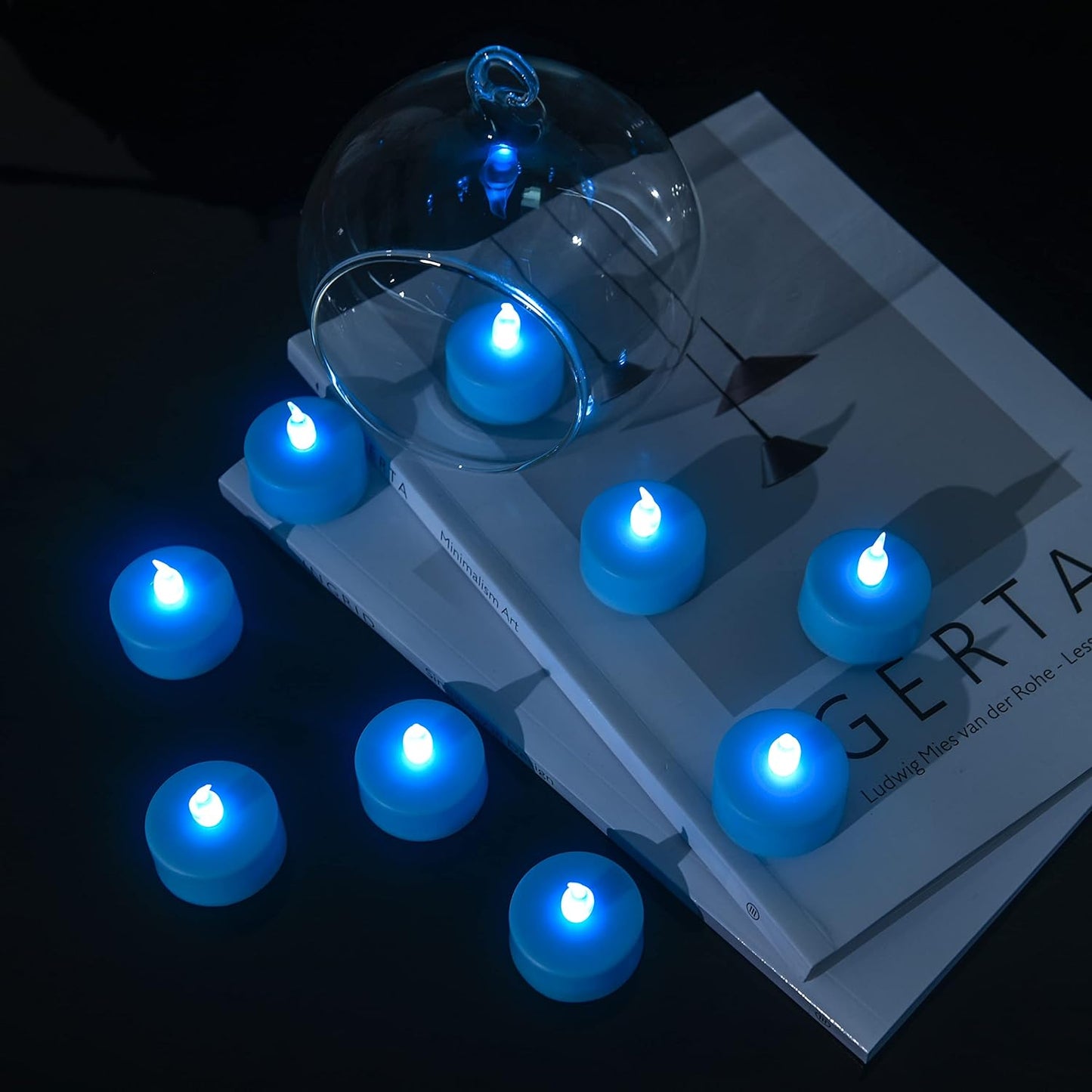 LED Tea Lights Candles- 50PACK Blue Flameless Candles Realistic and Bright Flickering Long Lasting 200Hours for Holiday Celebration,Party,Home Decoration,Battery Operated
