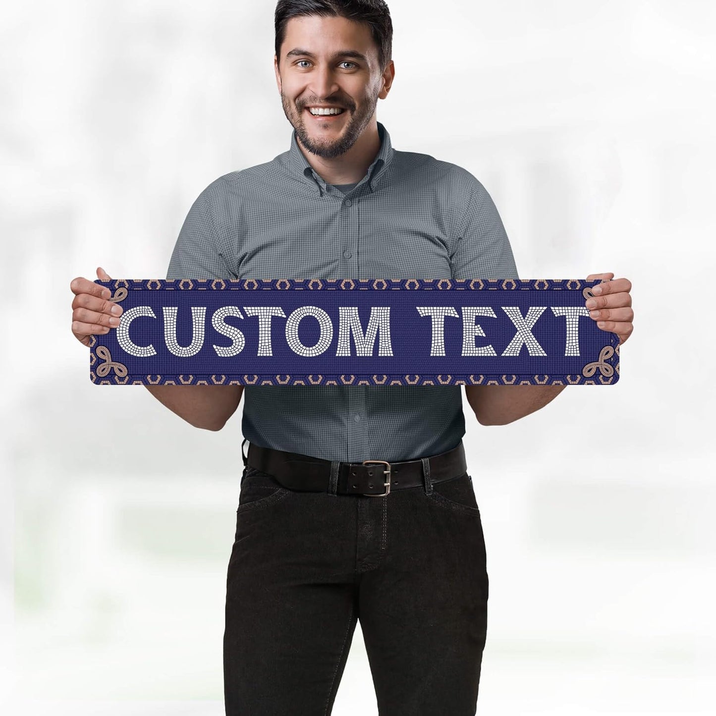 Custom Sign, Custom Street Sign, 11 Font Colors, 13 Font Styles, 4 Hole Options, 22 Sizes, 6x30 Inches, Rust Free DiBound, Fade Resistant, Made in USA by My Sign Center (Fauxsaic 1)