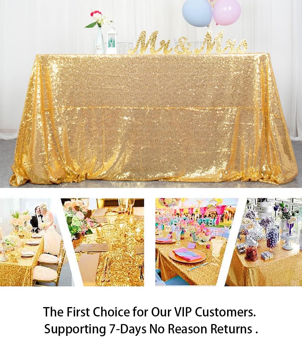 ShinyBeauty Sequin Tablecloth 72x72-Inch Gold Square Sequin Table Cover Glitter Table Cloth Christmas Table Linens for Wedding Party Halloween Thanksgiving Xmas New Year Decor -191008s (72x72-Inch)