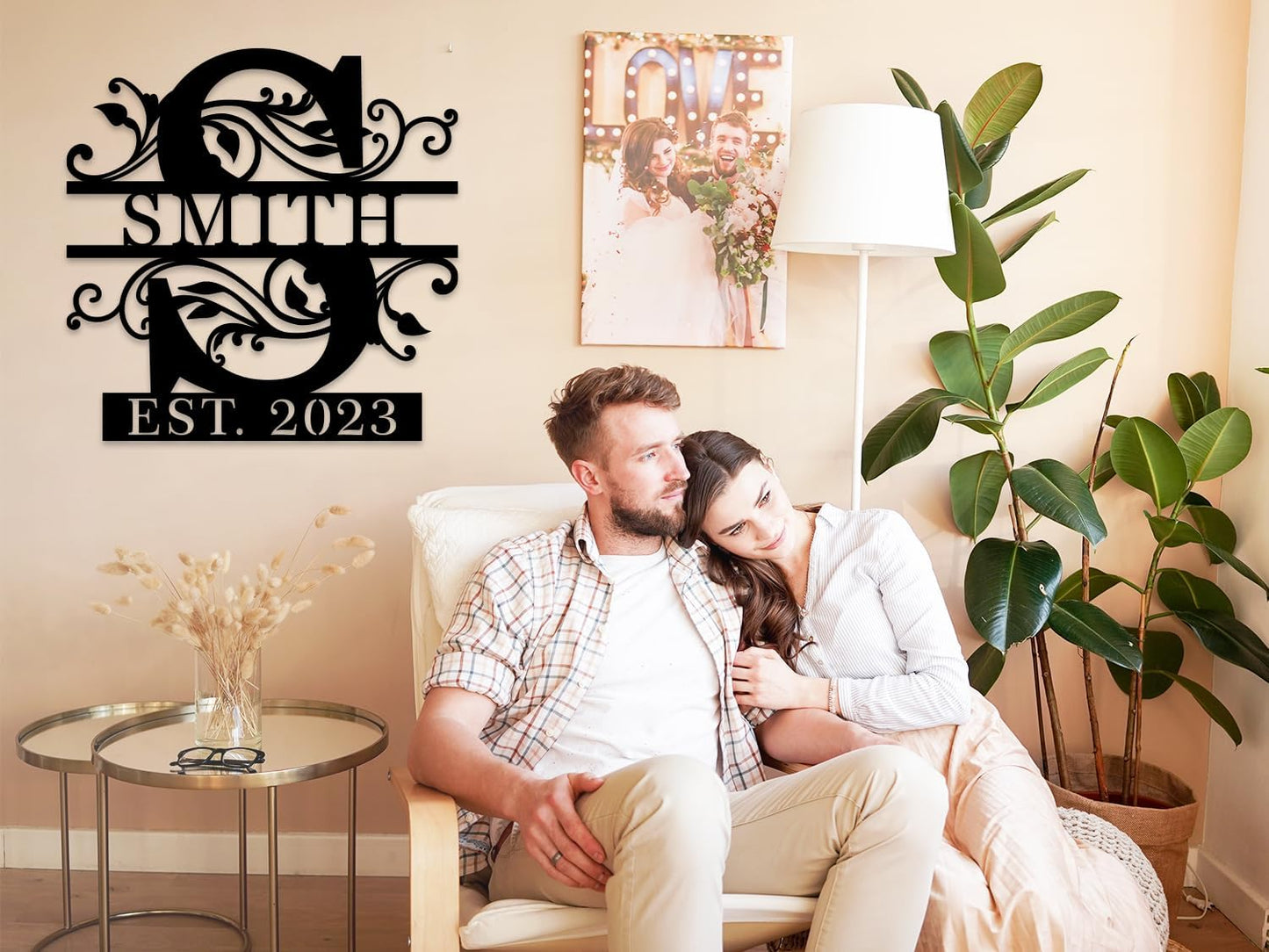 Custom Metal Name Sign | Personalized Last Name Signs | Split Letter Monogram Wall Decor | Family Name Sign | Anniversary Wedding Gift | Outdoor Metal Art | Housewarming Gift