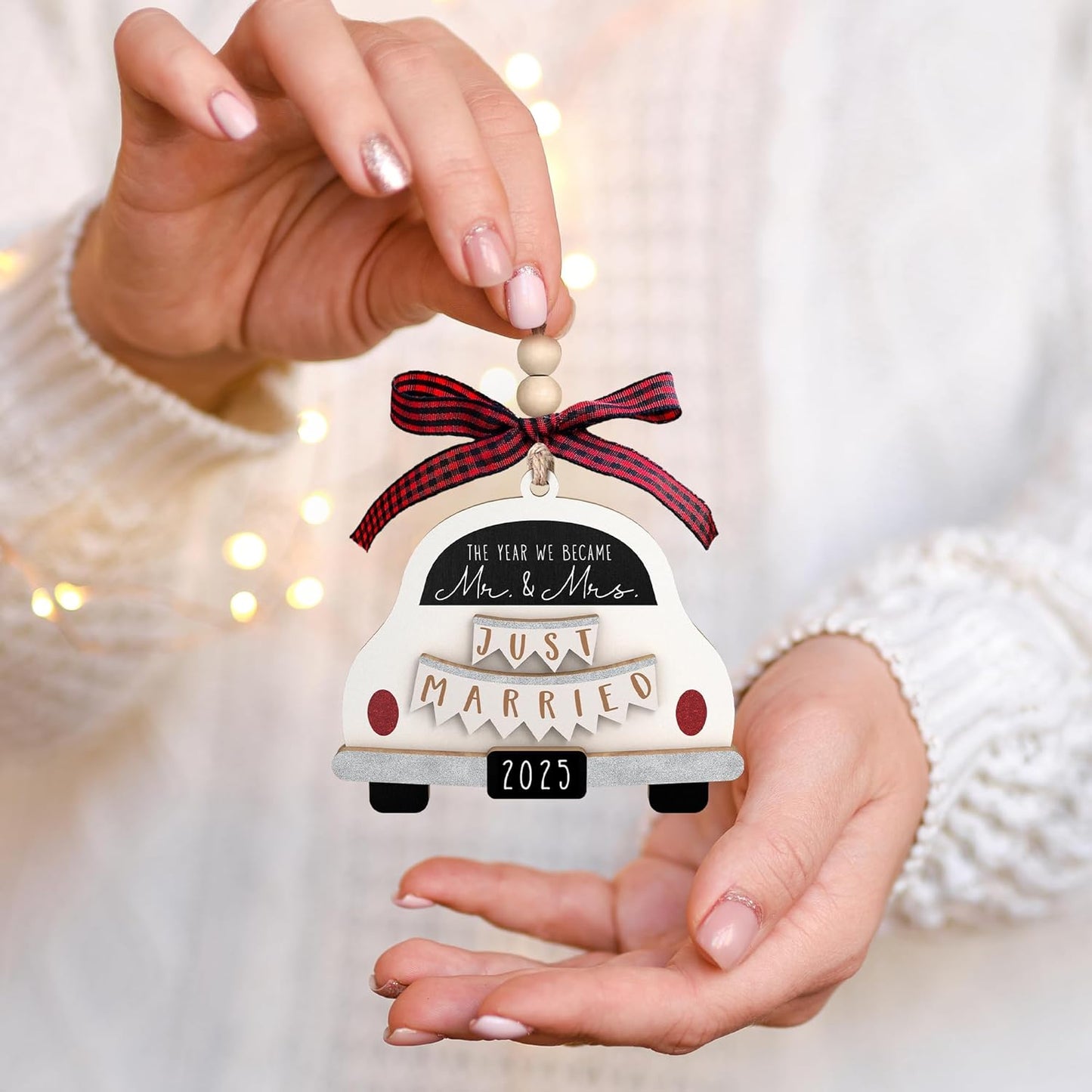 Pawzity Wedding Gifts - Mr and Mrs Gifts - Wedding Gift for Couples 2025, Bride, Future Mr and Mrs - Bridal Shower Bride Gift for Married Newlywed - Wood First Christmas Married Ornament 2025