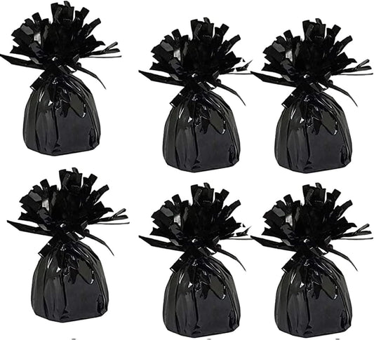Metallic Balloon Weights, Birthday Party Favors, Novelty and Gag Gifts, 5.5" Inches, 6-Pack (Black)