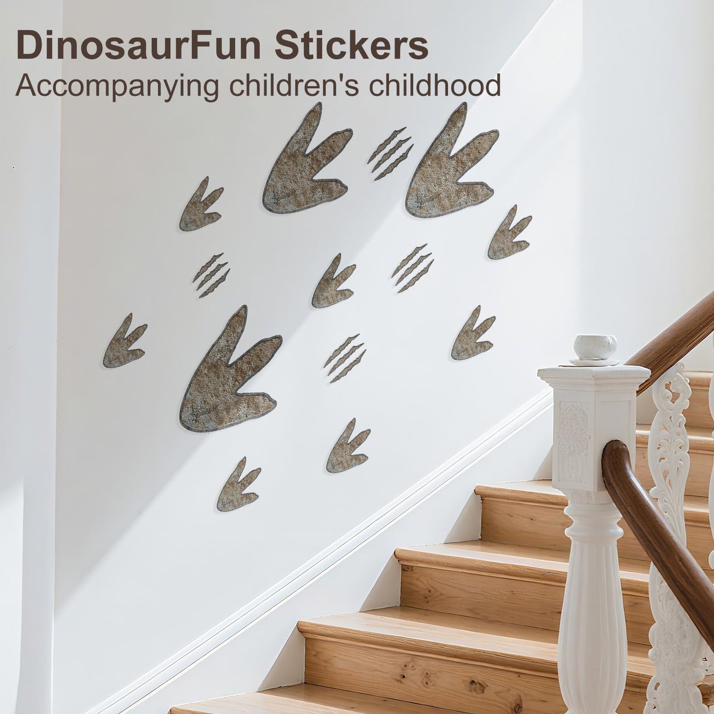 90 Pieces Dinosaur Decor Dinosaur Footprints Floor Decals Peel and Stick Track Stickers Removable