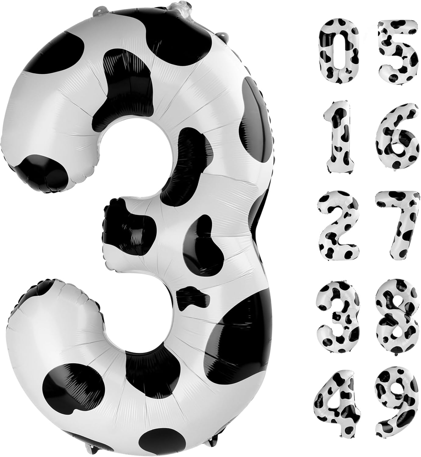 Cow Print Number Balloon Birthday Decorations, 40 inch Number balloon 0-9(Zero-Nine), Cow Balloon for Farm Birthday Party Supplies, Cow Themed birthday party Decorations (Number 3)