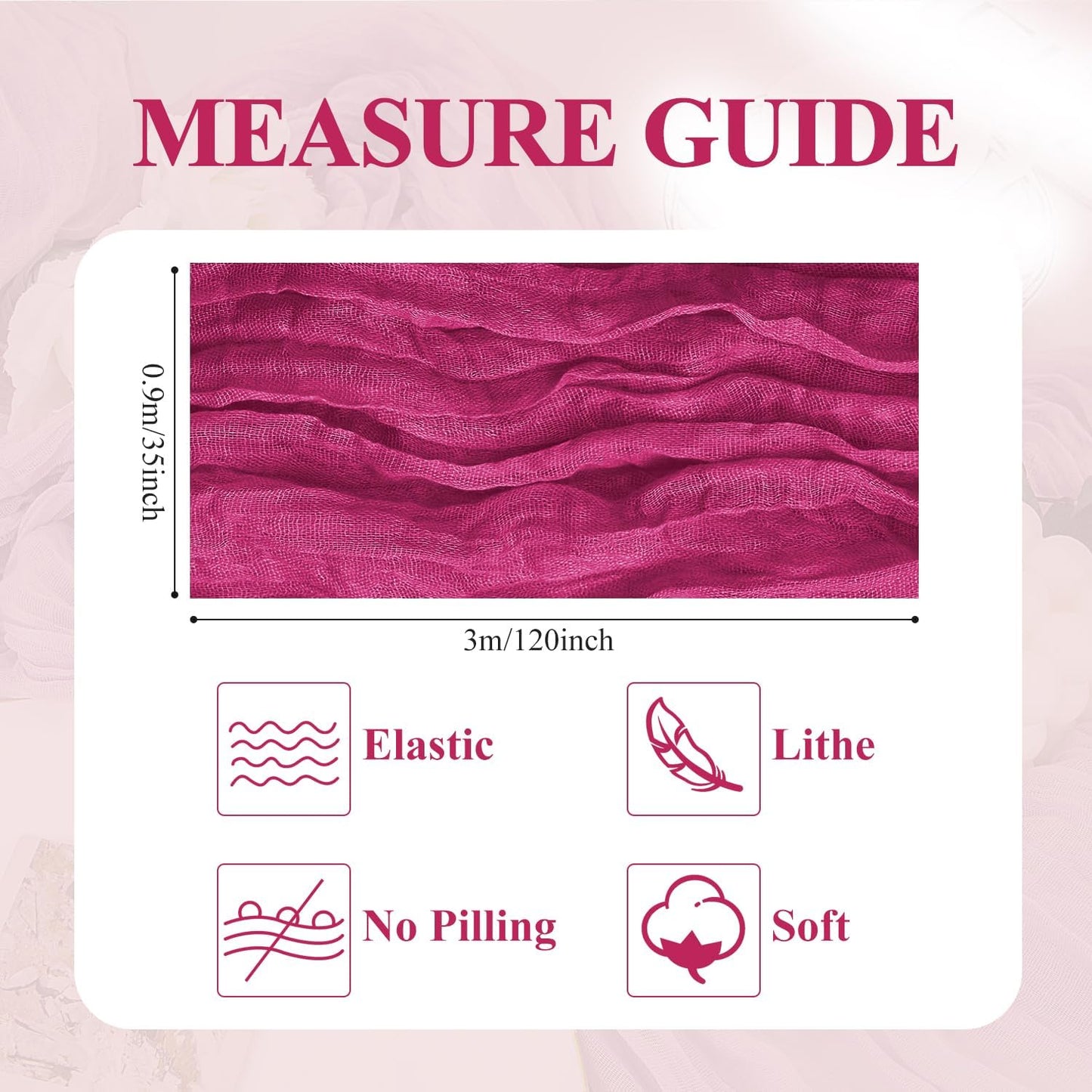 Asee'm 6pcs Cheesecloth Table Runner 120 Inches Long Fuchsia Boho Gauze Cheese Cloth Runner 10FT Rustic Sheer Table Runners for Christmas Wedding Party Baby Shower Spring Easter Decoration