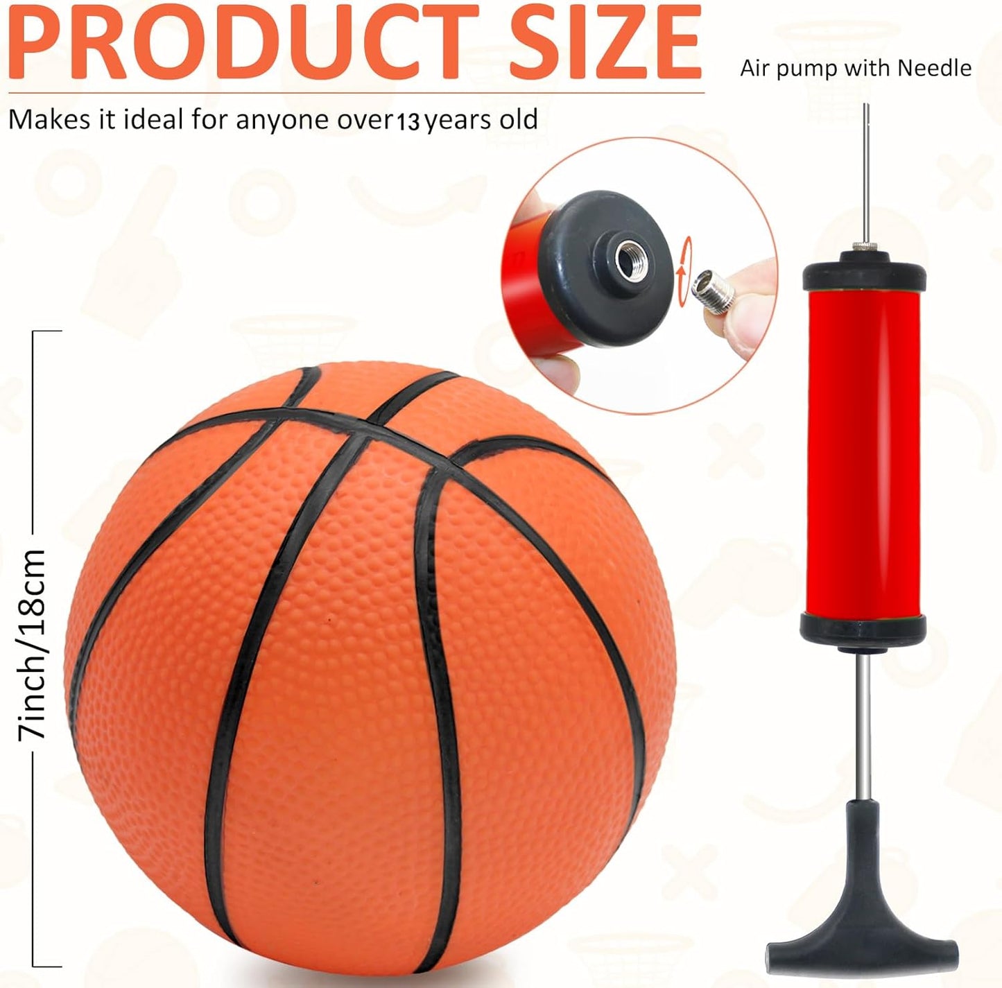 30Pcs 7" Inch Mini Basketball Balls Bulk Small Basketball Set with Pump, PVC Small Basketball for Over The Door Basketball Hoop Games Party Favors Indoor Outdoor Play Adults Kids Pool Beach Basketball