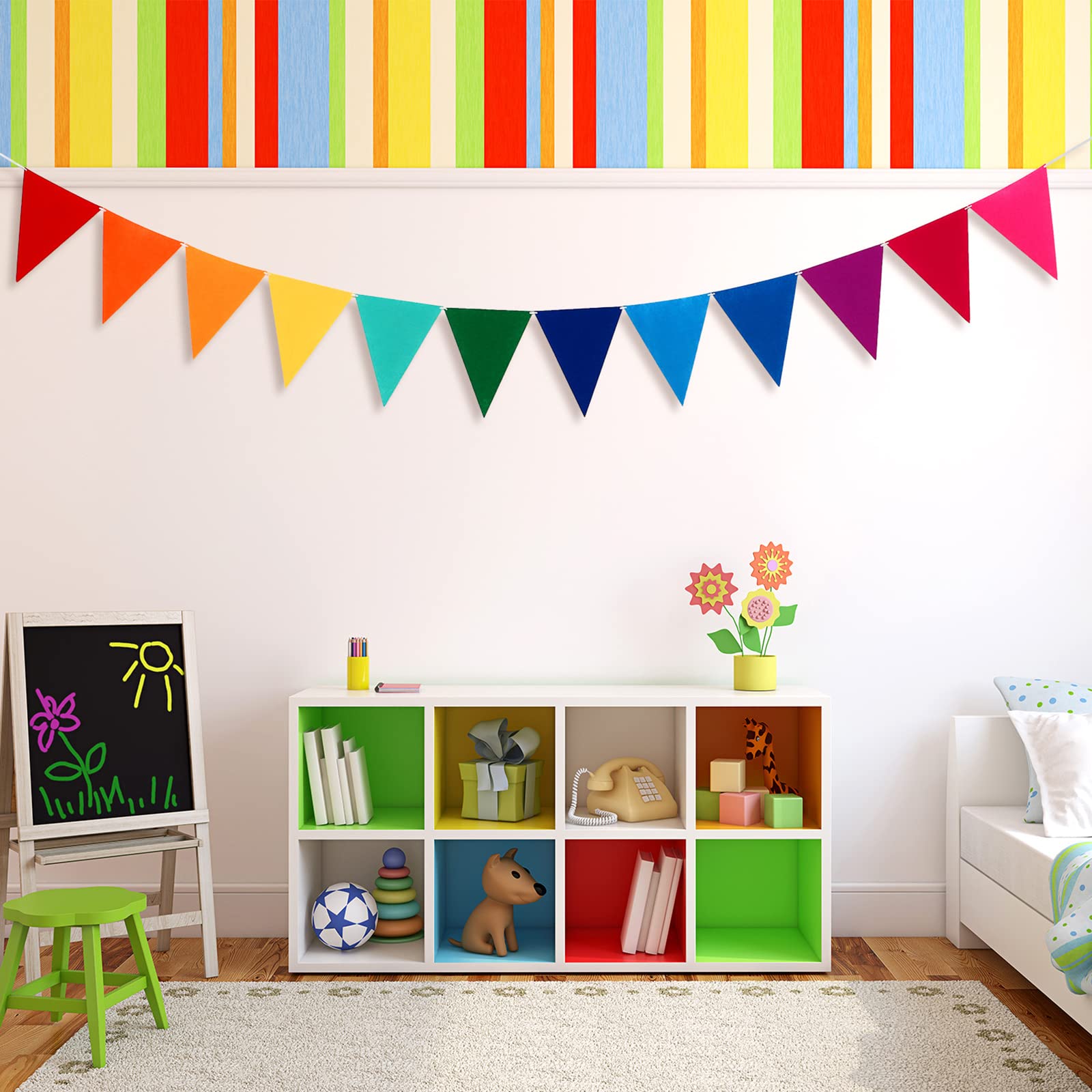 Outus 6 Pack Pennant Banner Flags, 72 Flags/8.2 ft, Rainbow Colors