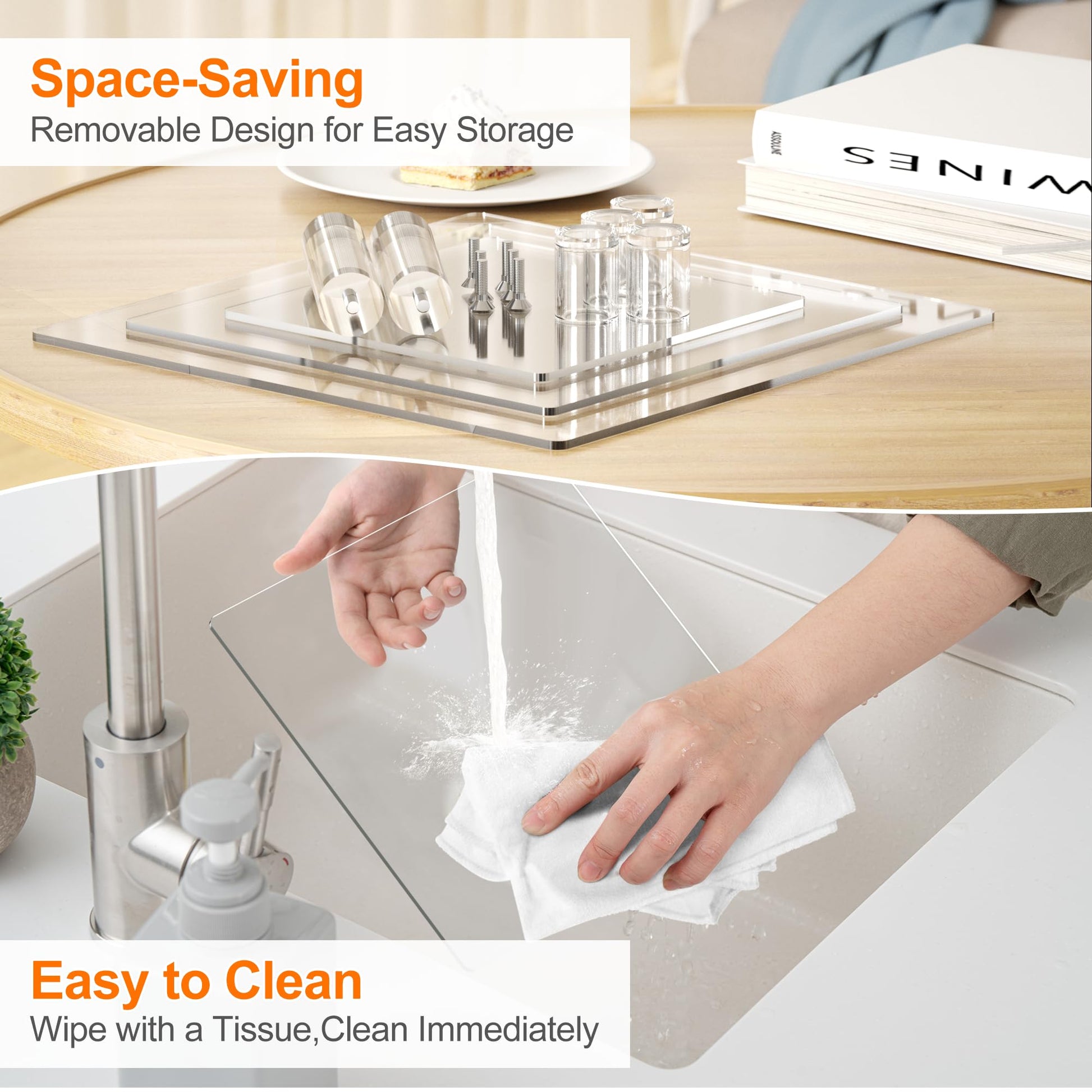Clear Square Cupcake Stand 3 Tier Acrylic Cupcake Display Tower with Base