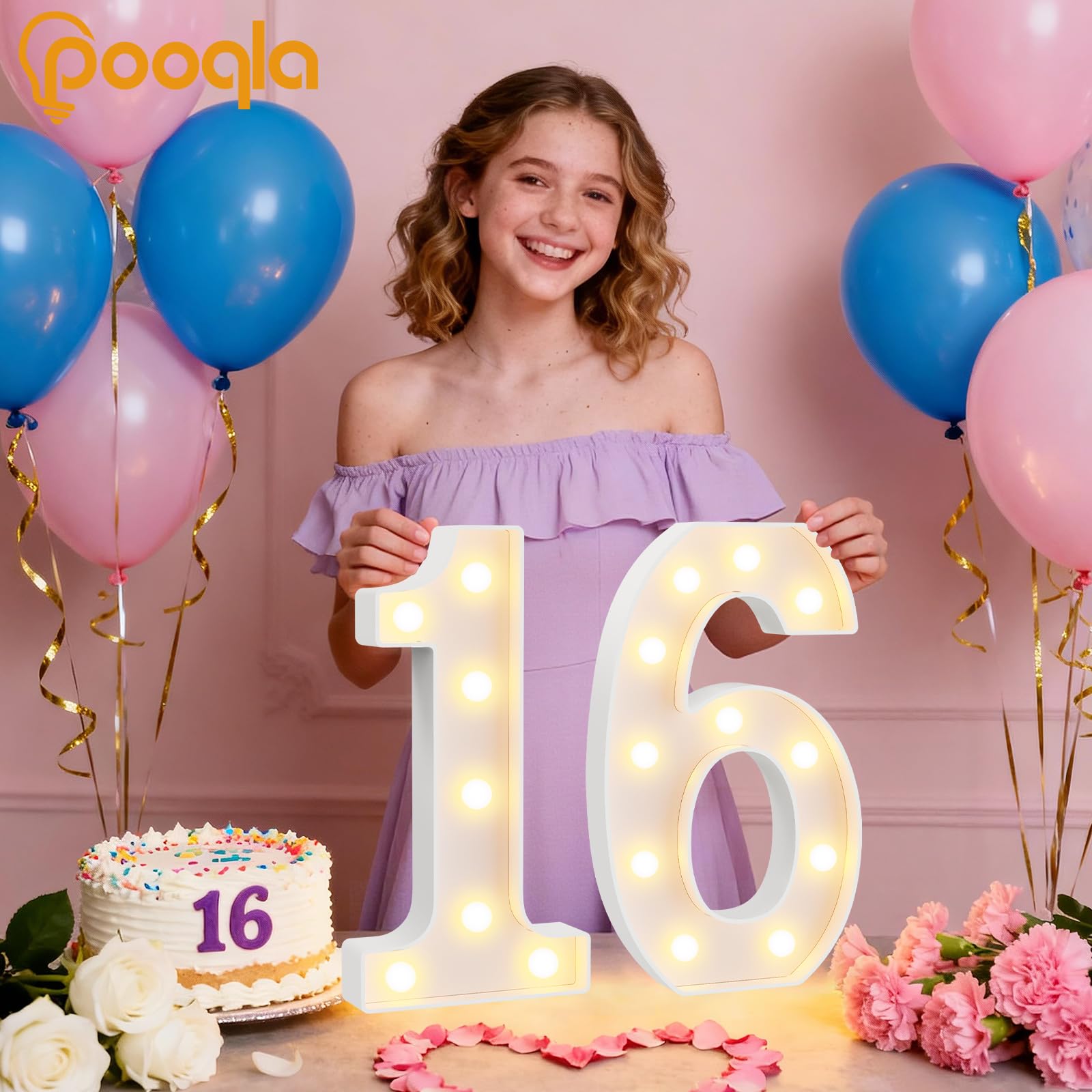 Pooqla 1st Birthday Decorations for Girls Boys, Large 12.6 in Tall Light Up Numbers for Party