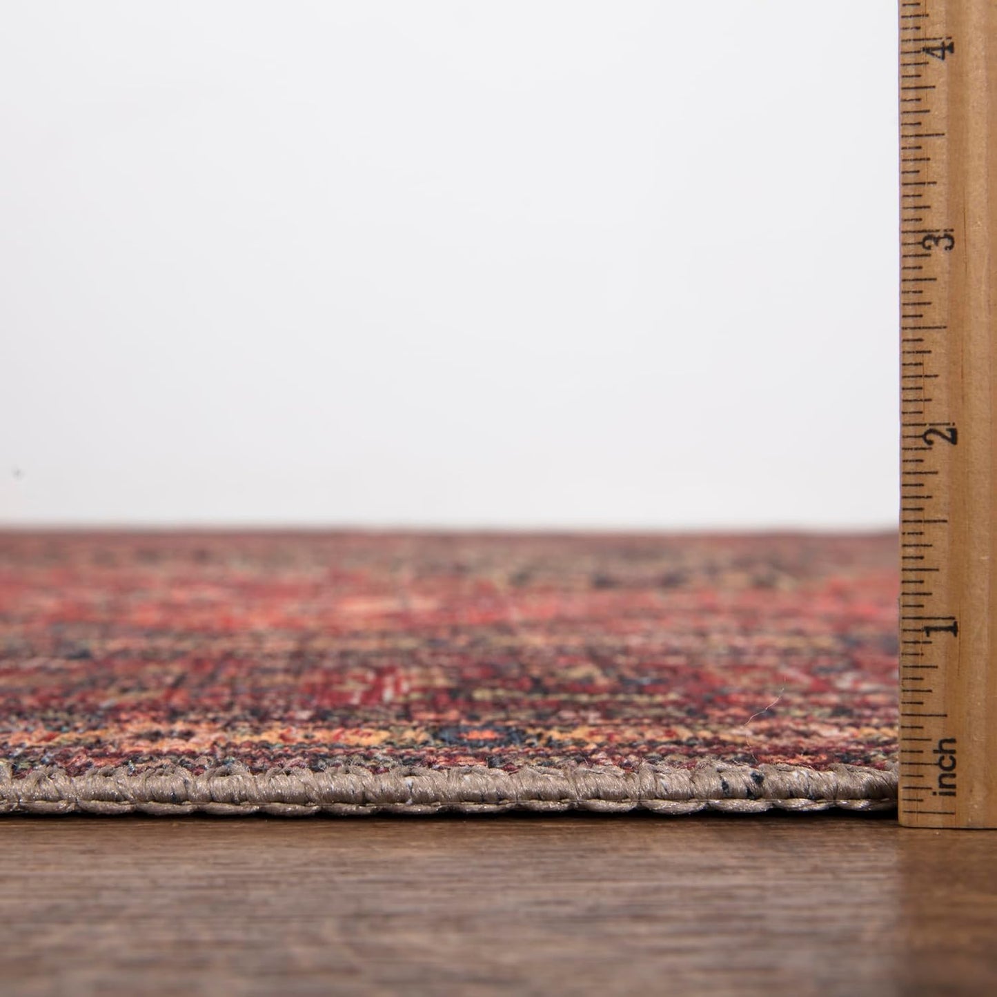 Bloom Rugs Washable Non-Slip 12 ft Runner - Red/Teal Blue/Yellow Traditional Medallion Runner for Entryway, Hallway, Bathroom, and Kitchen - Exact Size: 2.5' x 12'