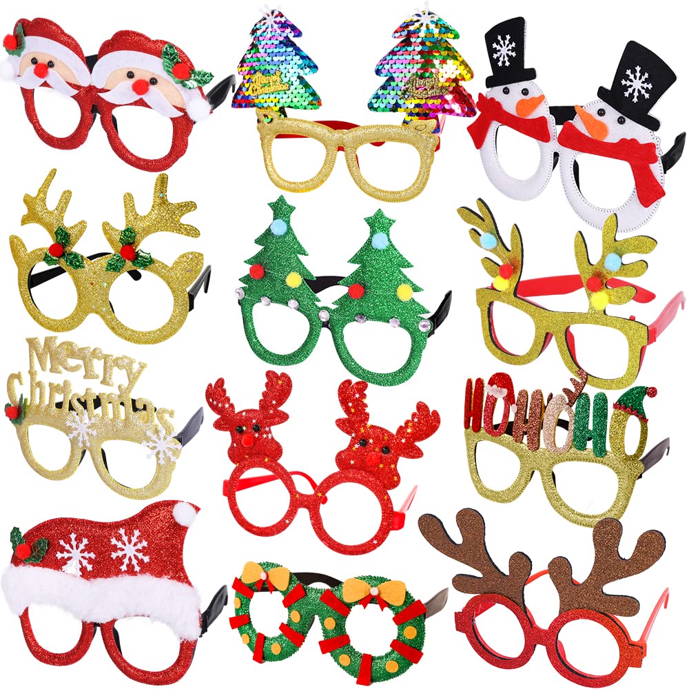 Max Fun 12Pcs Christmas Glasses Accessories Party Favors for Kids