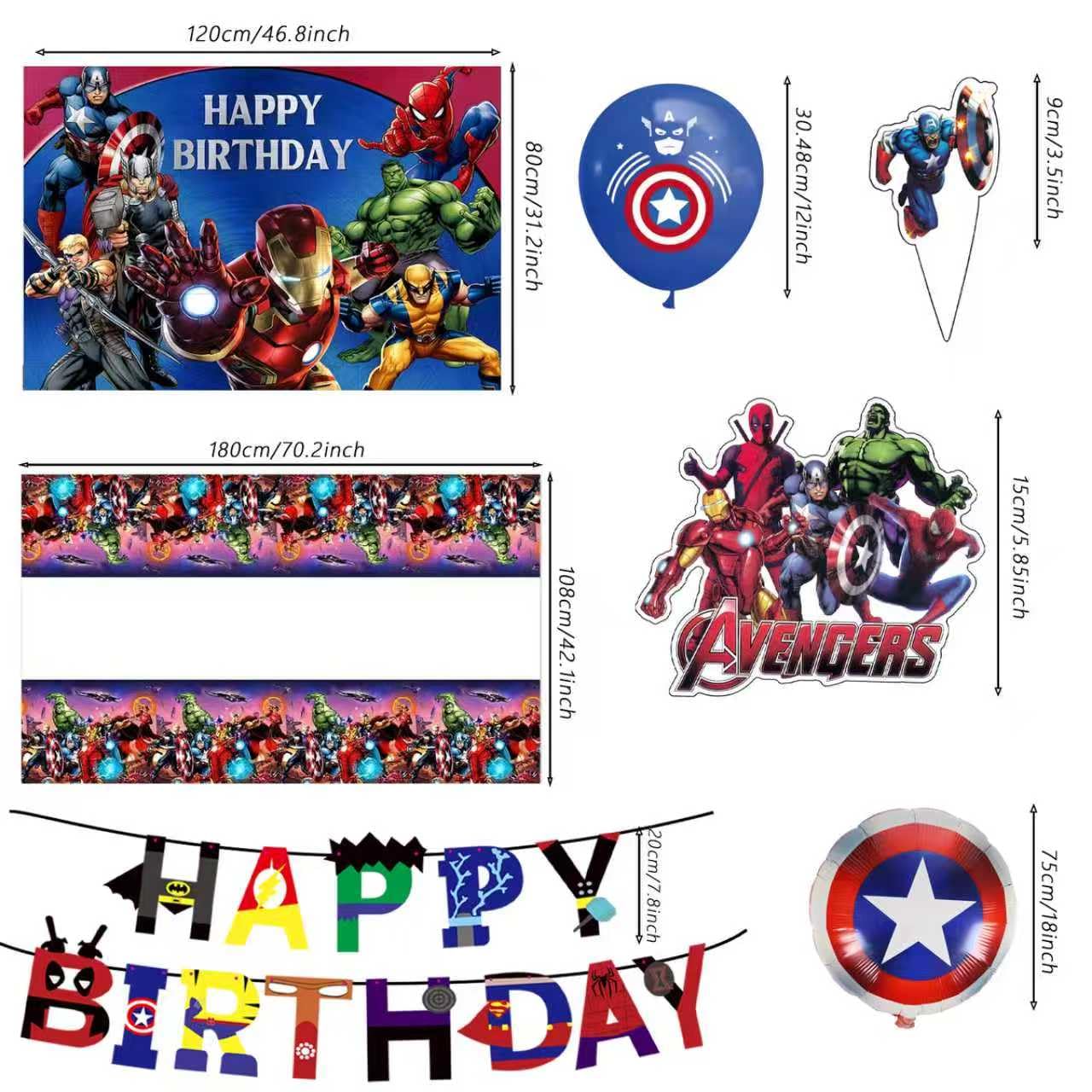 46Pcs superhero Birthday Party Supplies, Avengers Party Decorations Set Include Banner, Backdrop