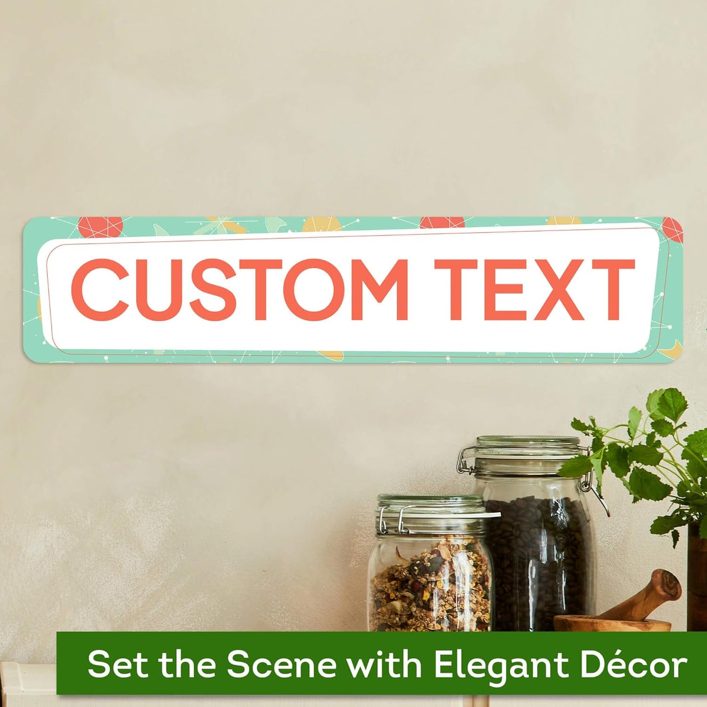 Custom Sign, Custom Street Sign, 11 Font Colors, 13 Font Styles, 4 Hole Options, 22 Sizes, 4x18 Inches, Rust Free DiBound, Fade Resistant, Made in USA by My Sign Center (Mid-Century Modern 2)