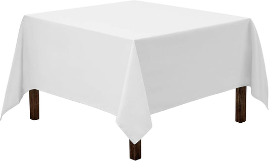 Gee Di Moda Square Tablecloth - 70 x 70 Inch White Table Cloth for Medium Square or Round Tables - Heavy Duty Washable Fabric - for Buffet Table, Holiday Party, Dinner, Wedding & Baby Shower