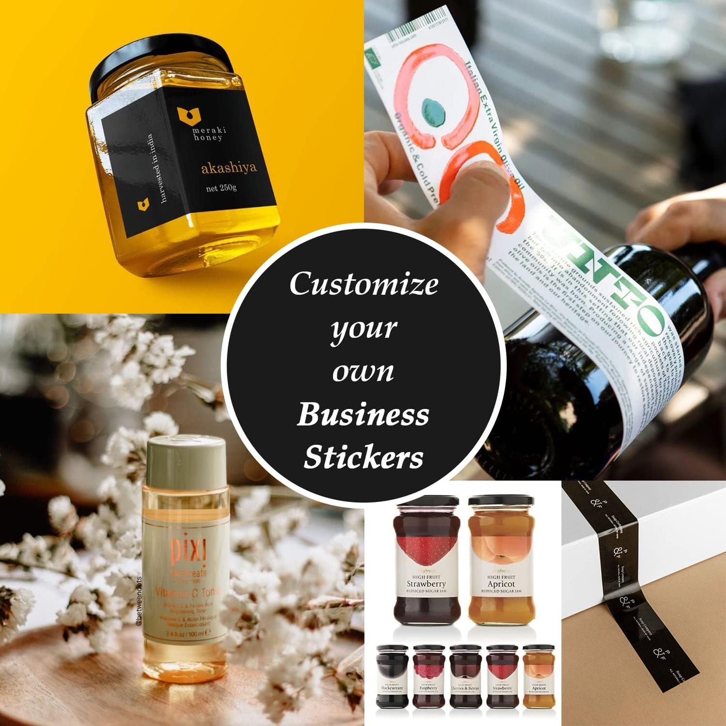 Custom Logo Stickers for Business, Personalised Logo Labels - Any Shape, Waterproof Vinyl Glossy Stickers for Branding & Packaging