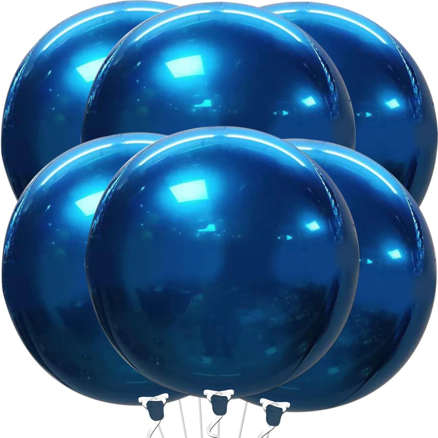 KatchOn, Mylar Metallic Blue Balloons - Big 22 Inch, Pack of 6 | Round Blueberry Balloons for Blueberry Party Decorations | Bachelorette, Gender Reveal, Baby Shower, Birthday, 4th of July Decorations
