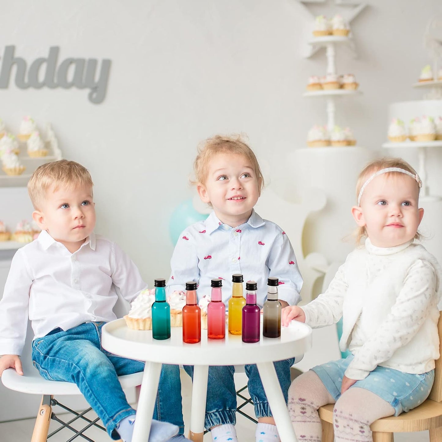 Tessco 100 Pcs Mini Liquor Bottles Plastic Mini Salad Dressing Bottle Christmas Small Shooter Alcohol Holders with Cap Wine Hot Sauce(0.8 Oz,Black)