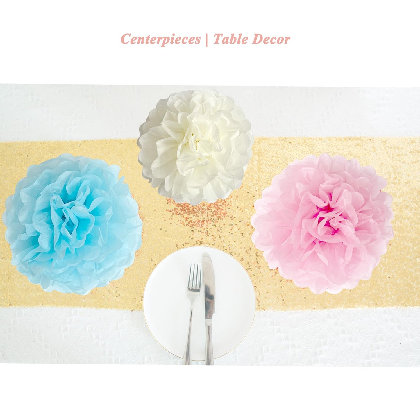 ANSOMO Pastel Tissue Paper Pom Poms Colorful Birthday Party Decorations