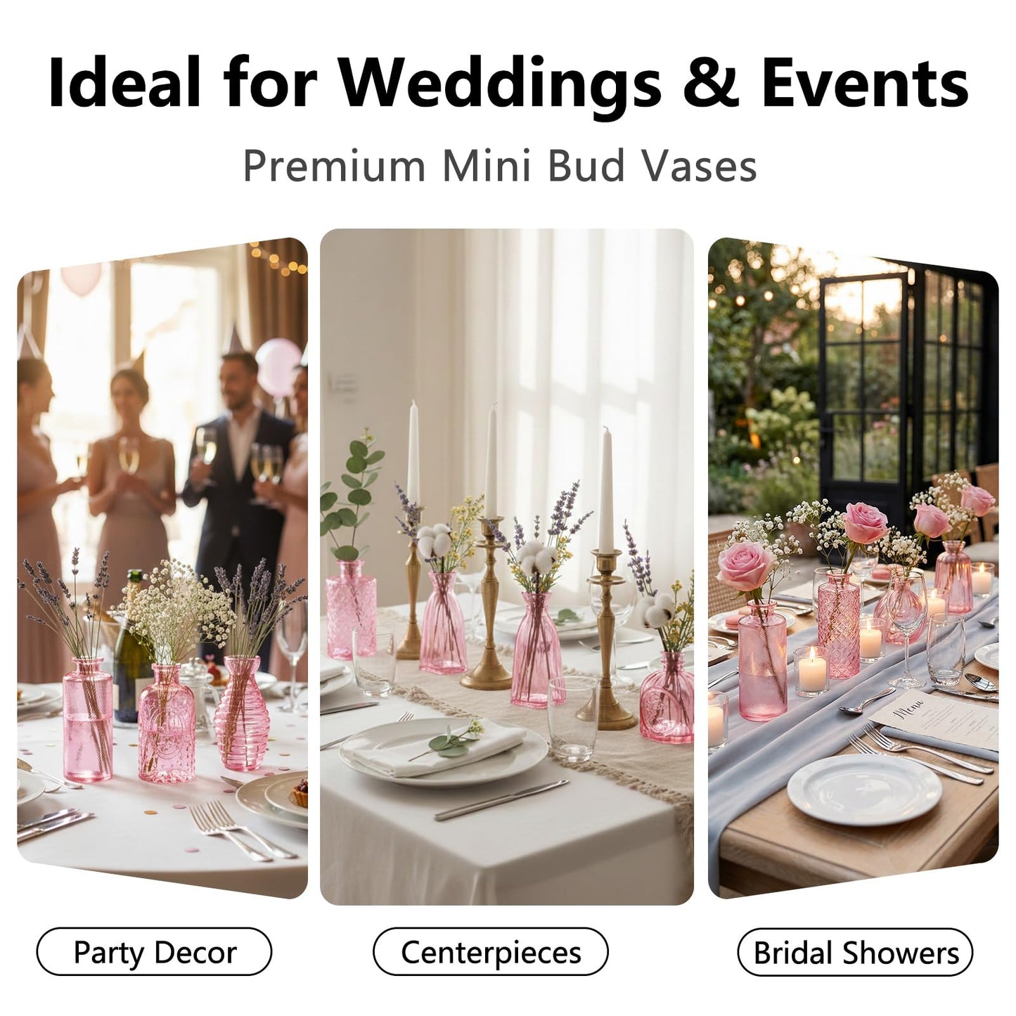 RUCKAE 12 Pack Glass Bud Vases Mini Flower Vase Small Vintage Vases for Centerpiece Table Wedding