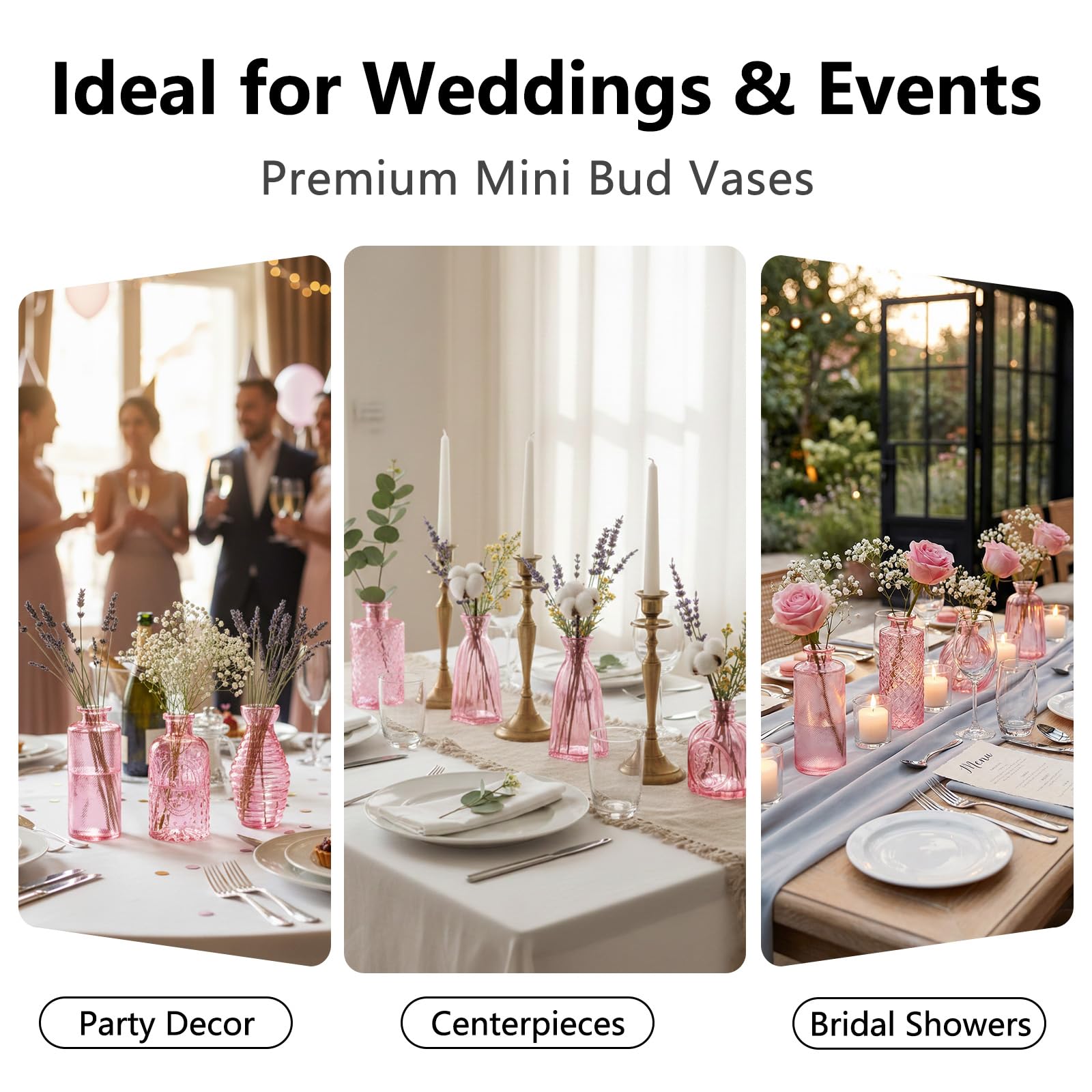 RUCKAE 12 Pack Glass Bud Vases Mini Flower Vase Small Vintage Vases for Centerpiece Table Wedding