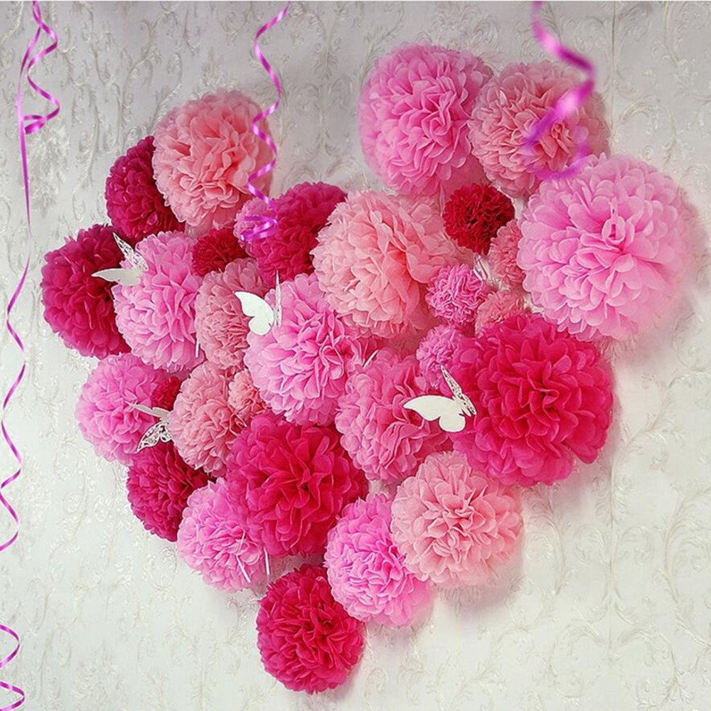 Gavoyeat Paper Pom Poms Color Tissue Flowers Birthday Celebration Wedding Party Halloween Christmas