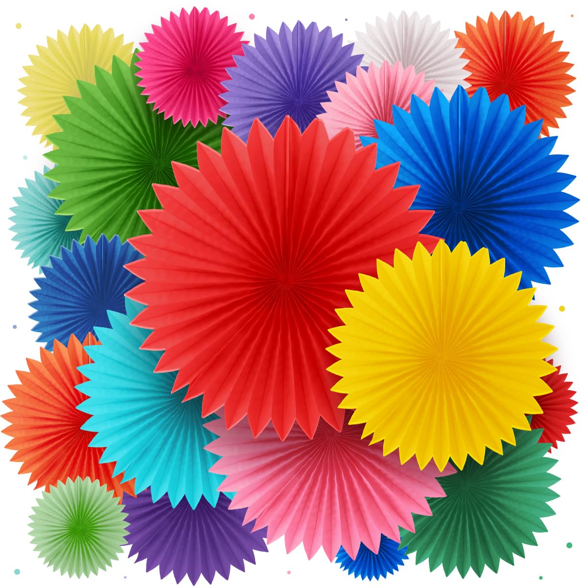 Colorful Paper Fans - Rainbow Party Decorations - Happy Birthday Decorations for Women, Men and