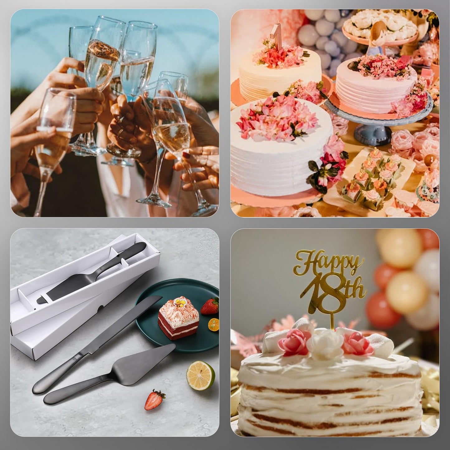 Wedding Cake Knife and Server Set, Integral Stainless Steel Longer Cake Cutter and Wider Pie