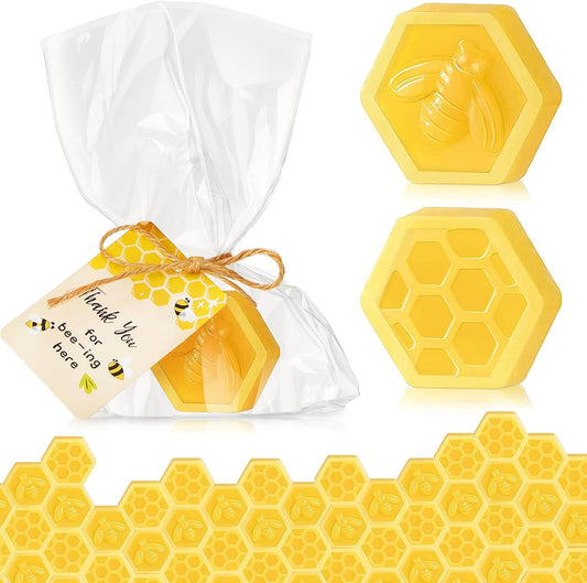 12 Set Baby Shower Favors Bee Party Favors Including Honeycomb Soap with Thank You Card Gift Honey Soap for Guest Gender Reveal Honey Gift Birthday Party Decorations (Yellow)