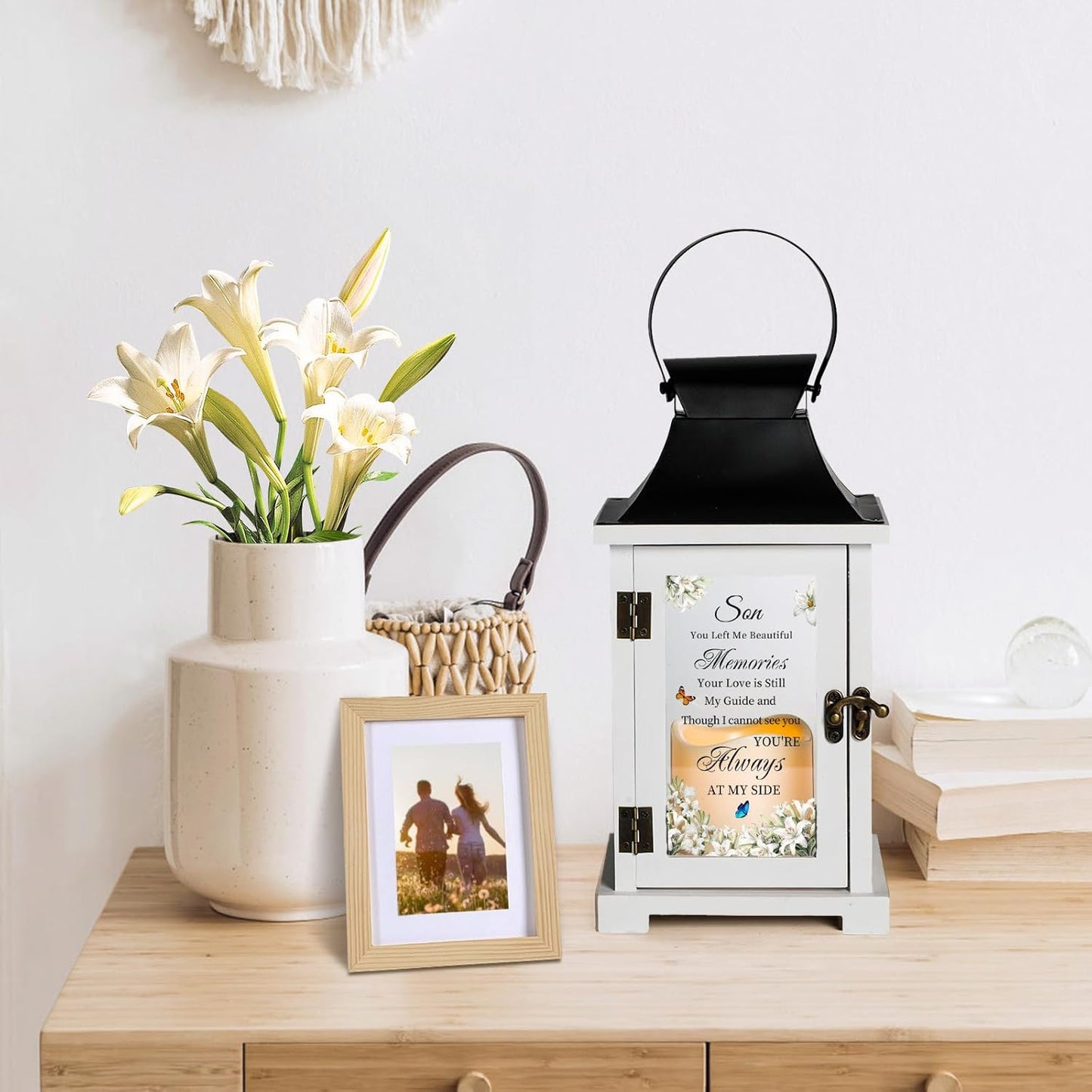 Memorial Lantern Bereavement Sympathy Gifts in Memory of Loved One Memorial Gifts for Loss of Son Remembrance Gifts for Loss of Son with LED Candle
