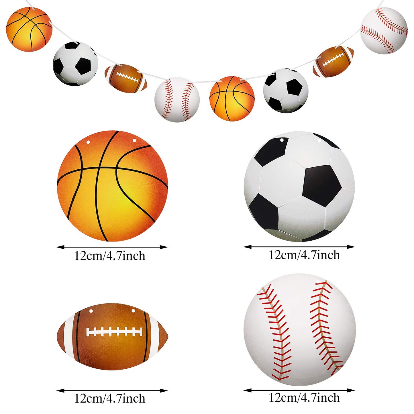 Outus 4 Pcs Sports Theme Party Banner Decorations, Basketball Football Baseball Soccer Hanging