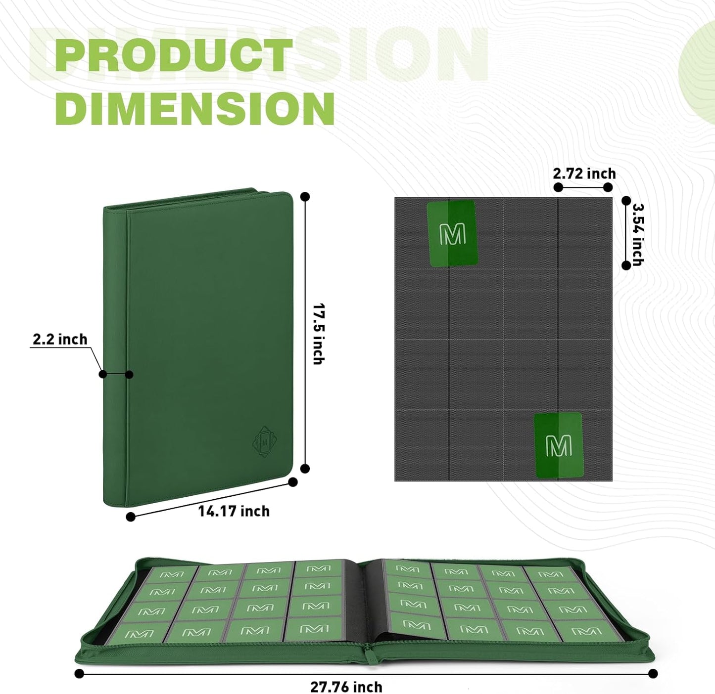 Premium Card Binder 16 Pocket,Trading Card Binder Holds up to 1000+Cards Sturdy Card Collection Album, Card Holder Folders for MTG, TCG, Game Cards & Sports Cards