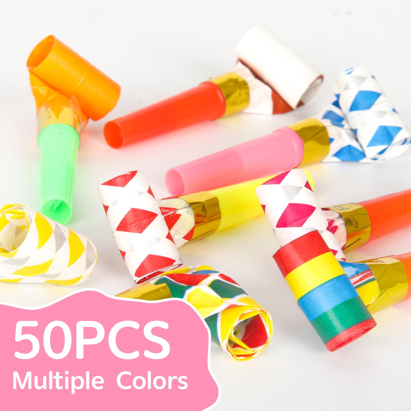 Chshhuao 50 Pcs Funny Blowouts Blow Horns Birthday Party Whistles New Years Party Favors