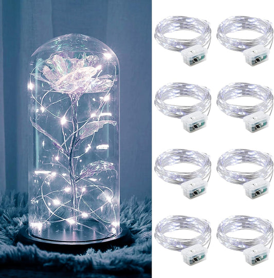 ZGWJ 8 Pack Fairy Lights Battery Operated, 7ft 20 Mini LED Fairy String Lights Silver Wire 3 Modes for DIY, Parties, Wedding, Bedroom, Halloween Christmas Decoration Silver White