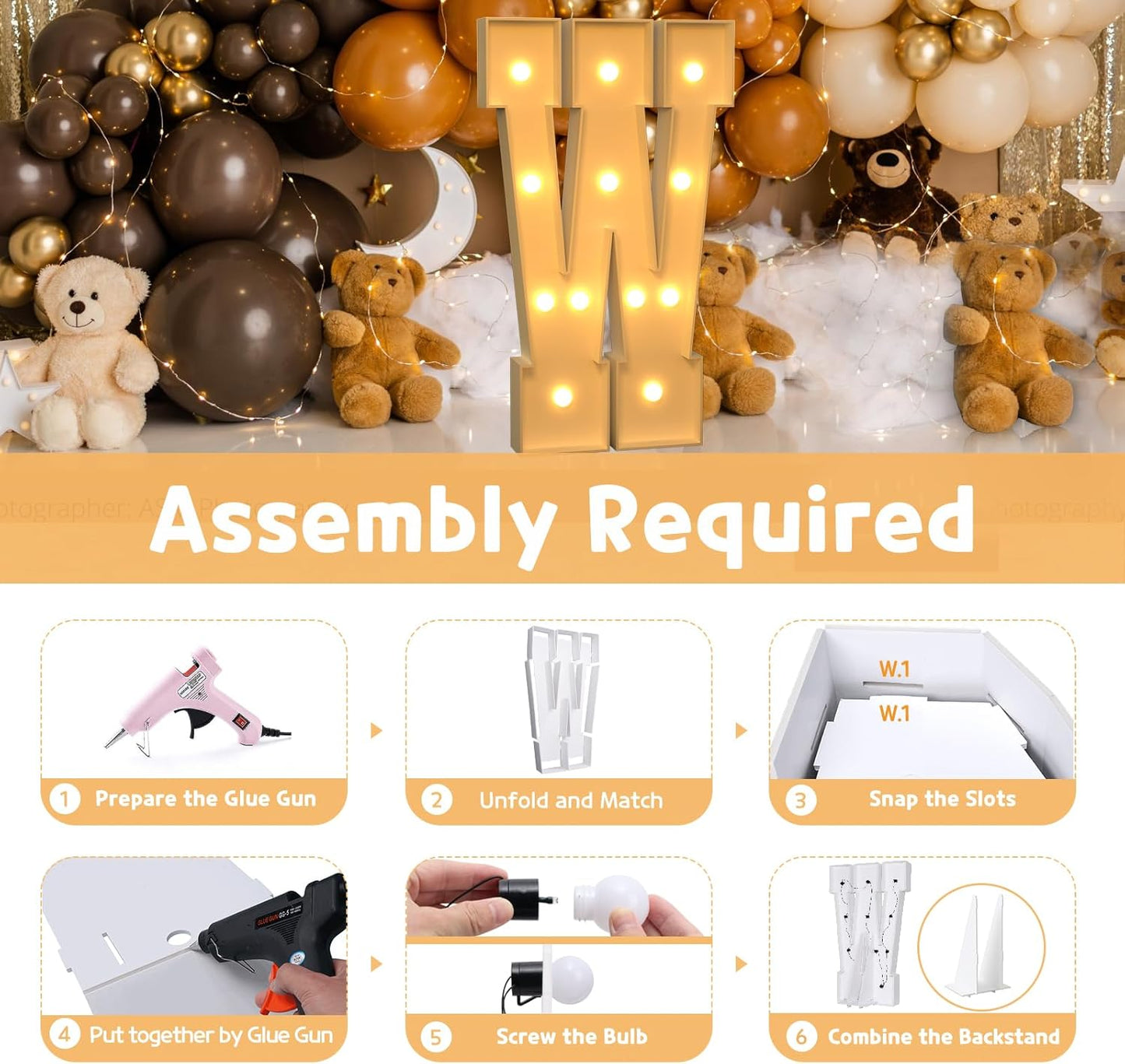 imprsv 4FT Marquee Light Up Letters for Birthday Party Decorations Large Marquee Letters for Wedding Event Bridal Shower Engagement Anniversarty Party Decor,Letter W