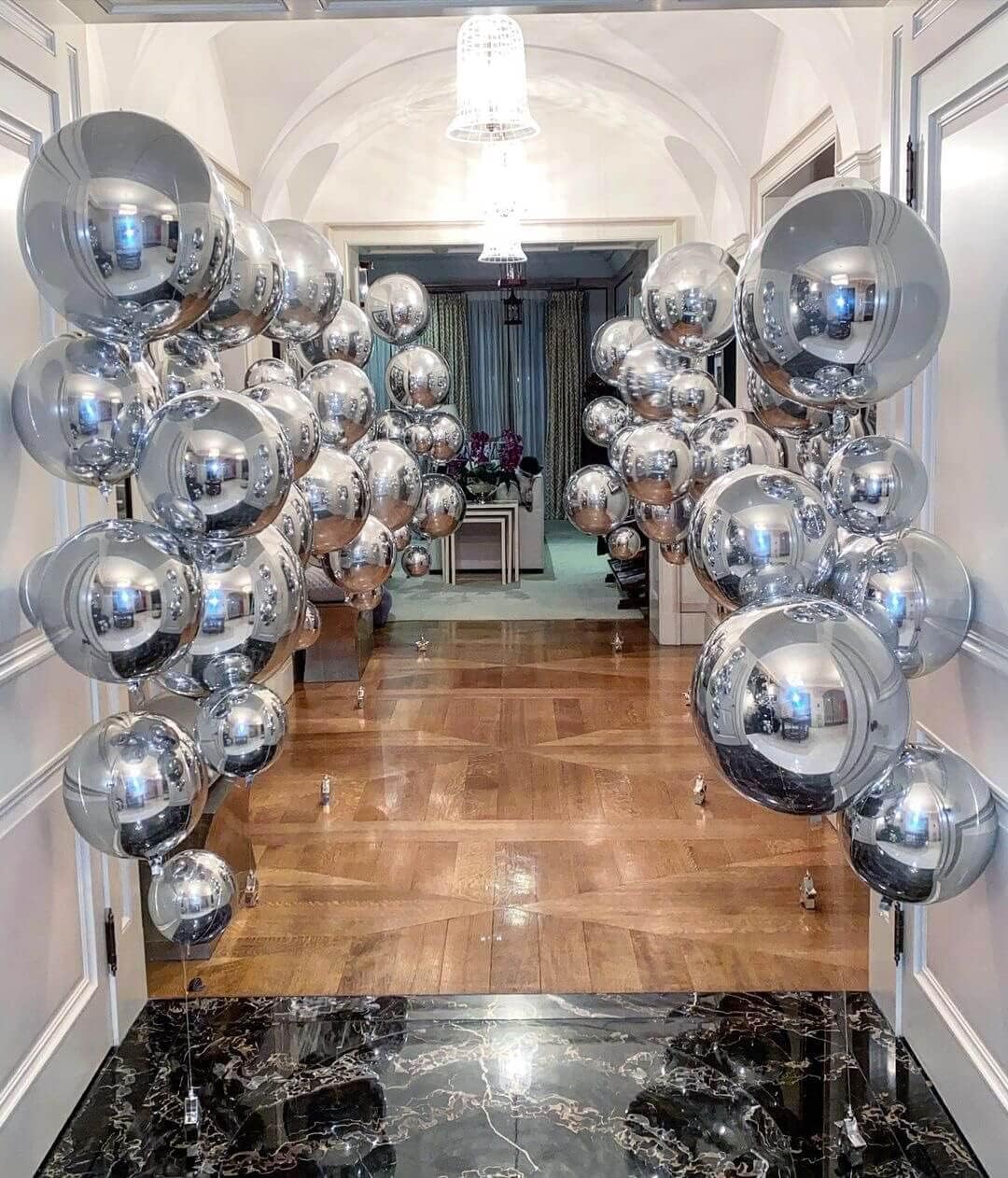 6 Pack Silver 22 Inch 4D Foil Balloons Big 360 Degree Round Sephere Mylar Balloons Mirror Finish Metallic Balloons for Wedding,Birthday,Bachelorette,Baby Shower Decorations Party Supplies