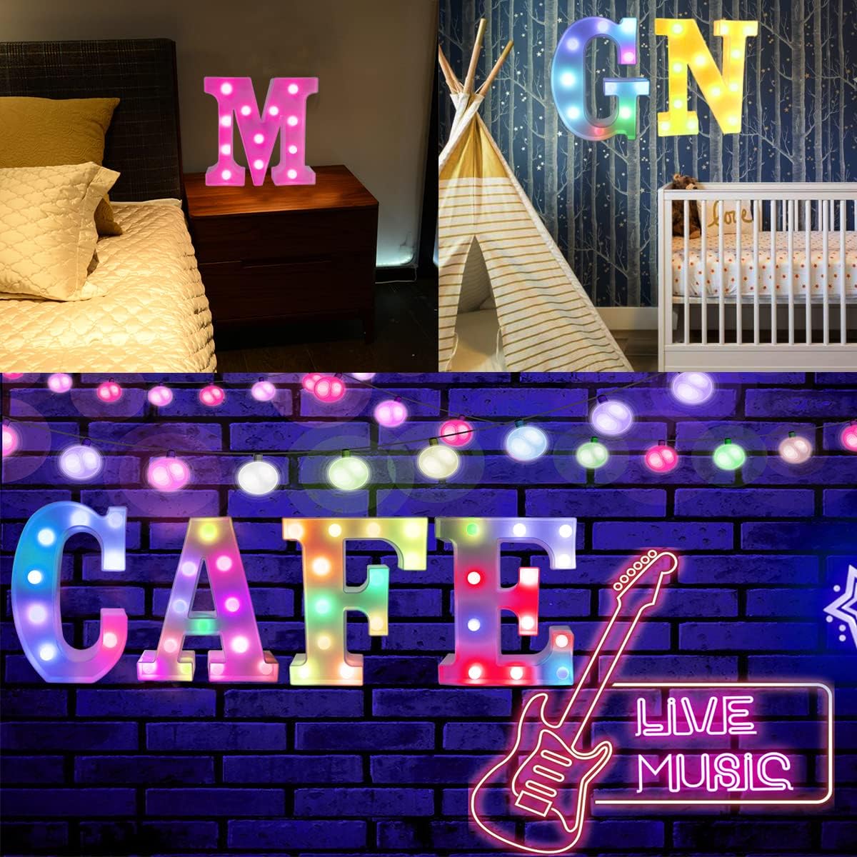 Light Up Colorful LED Marquee Letter lights, 18 Colors Changing Alphabet Letters Sign with Remote Timer for Night Light Girls Bedroom Wedding Birthday Party Lamp Christmas Home Bar Decor- Colorful N