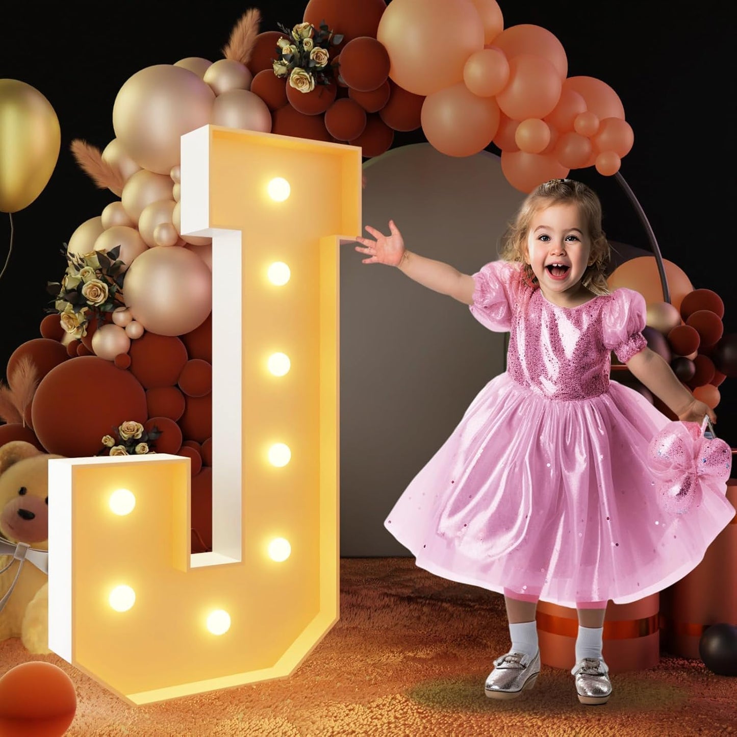 imprsv 3FT Block Marquee Letters Light Up Letters for Birthday Baby Shower Party Backdrop Decor, Large Light Up J for Wedding Decorations Engagement Party Decorations