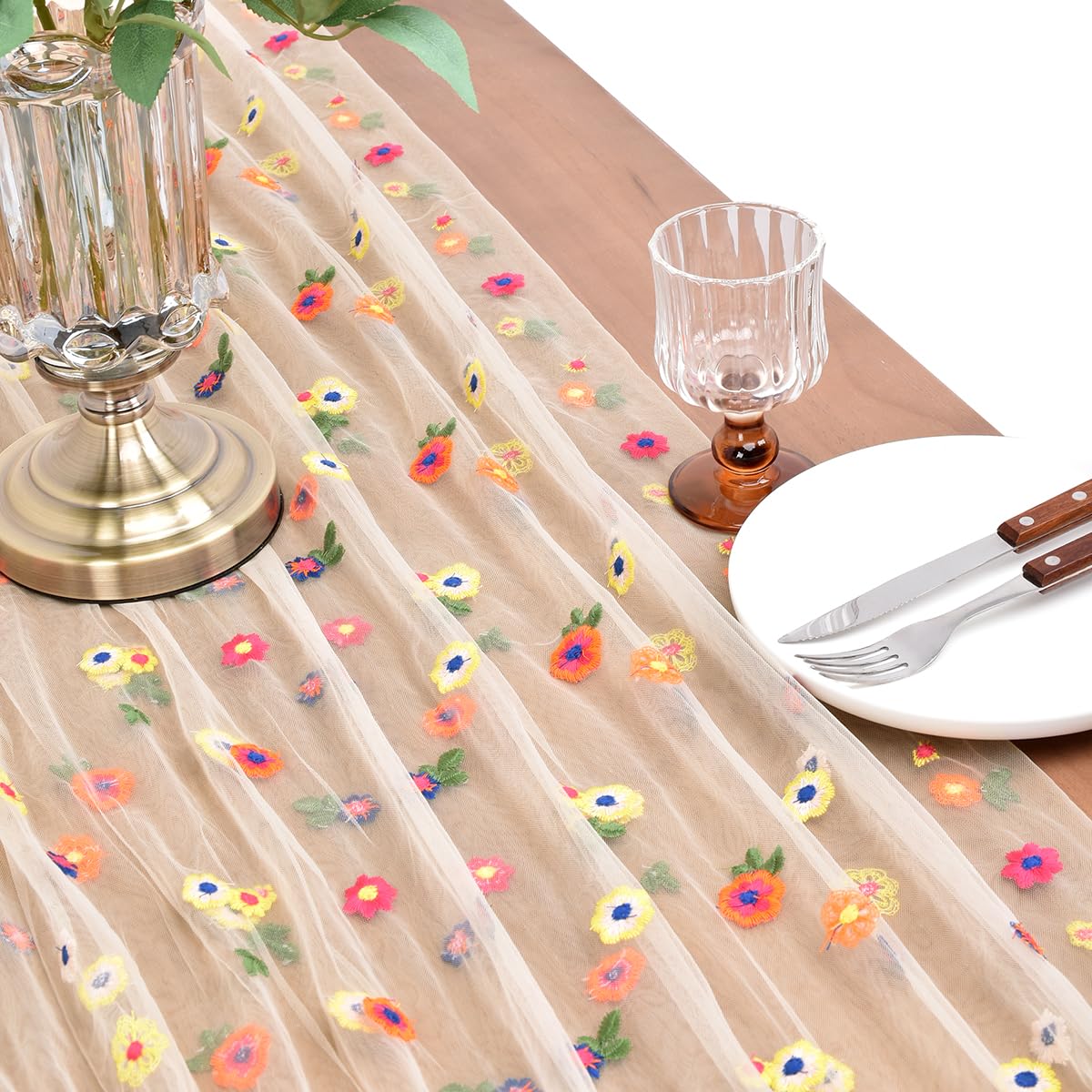 Flower Table Runner Floral Daisy Summer Birthday Party Garden Wedding Decor