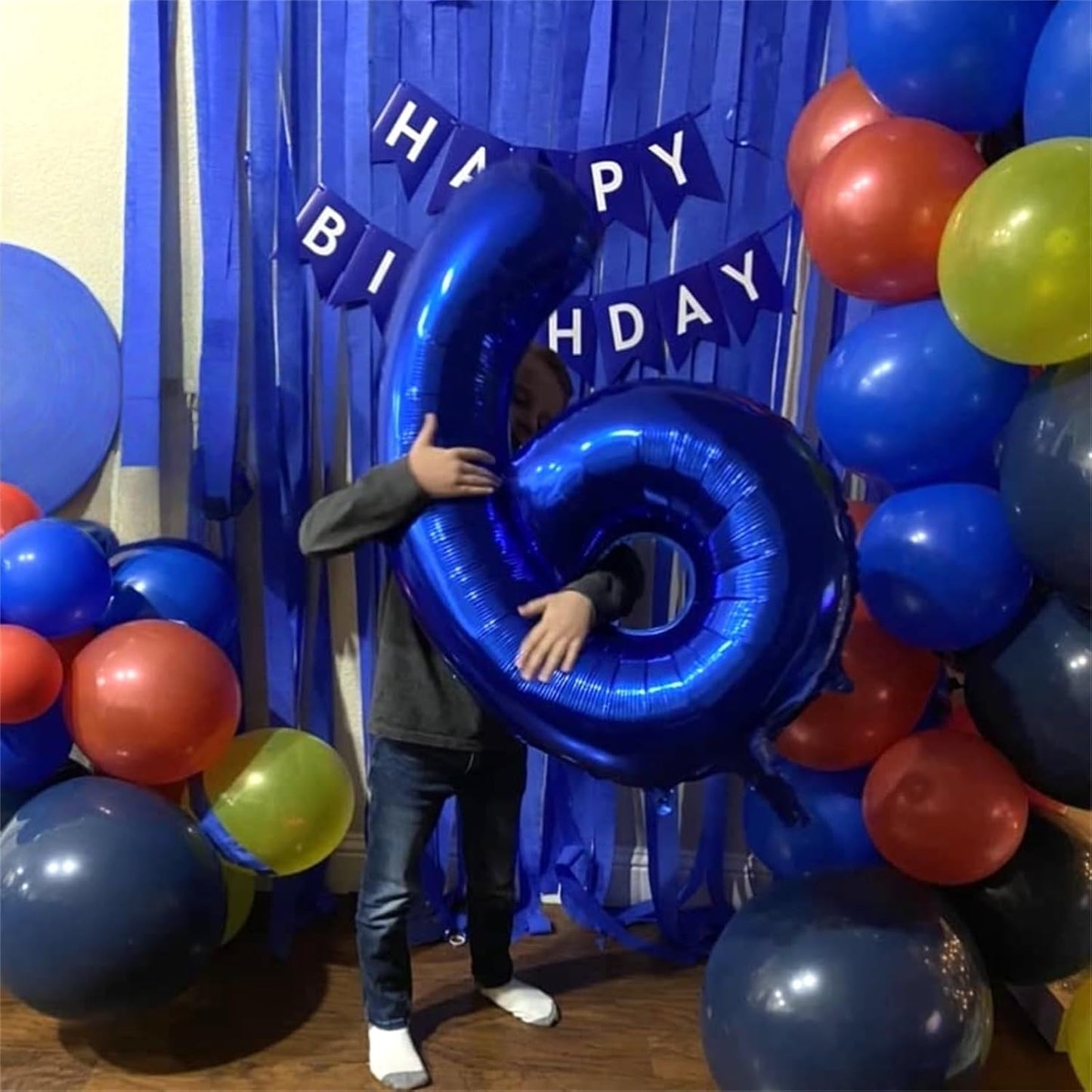 40 Inch Navy Blue Foil Balloon Number 9, Large Self Inflating Dark Blue Number Balloons 0-9 Helium Balloons Set for Boys 9th Birthday Men Anniversary Graduation Party Decoration Supplies